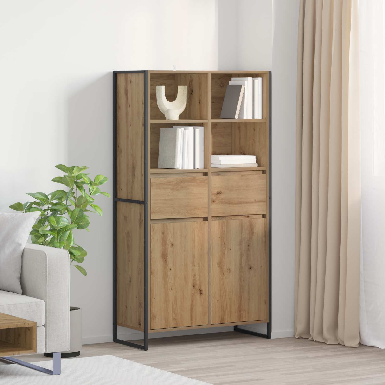 Kabalas su stalčių 2 pcs Meistrų ąžuolas 81 x 36 x 150.5 cm