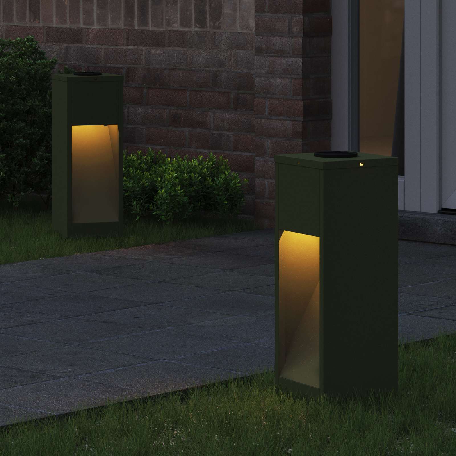 Solar LED Path Light 2 pcs Olive green