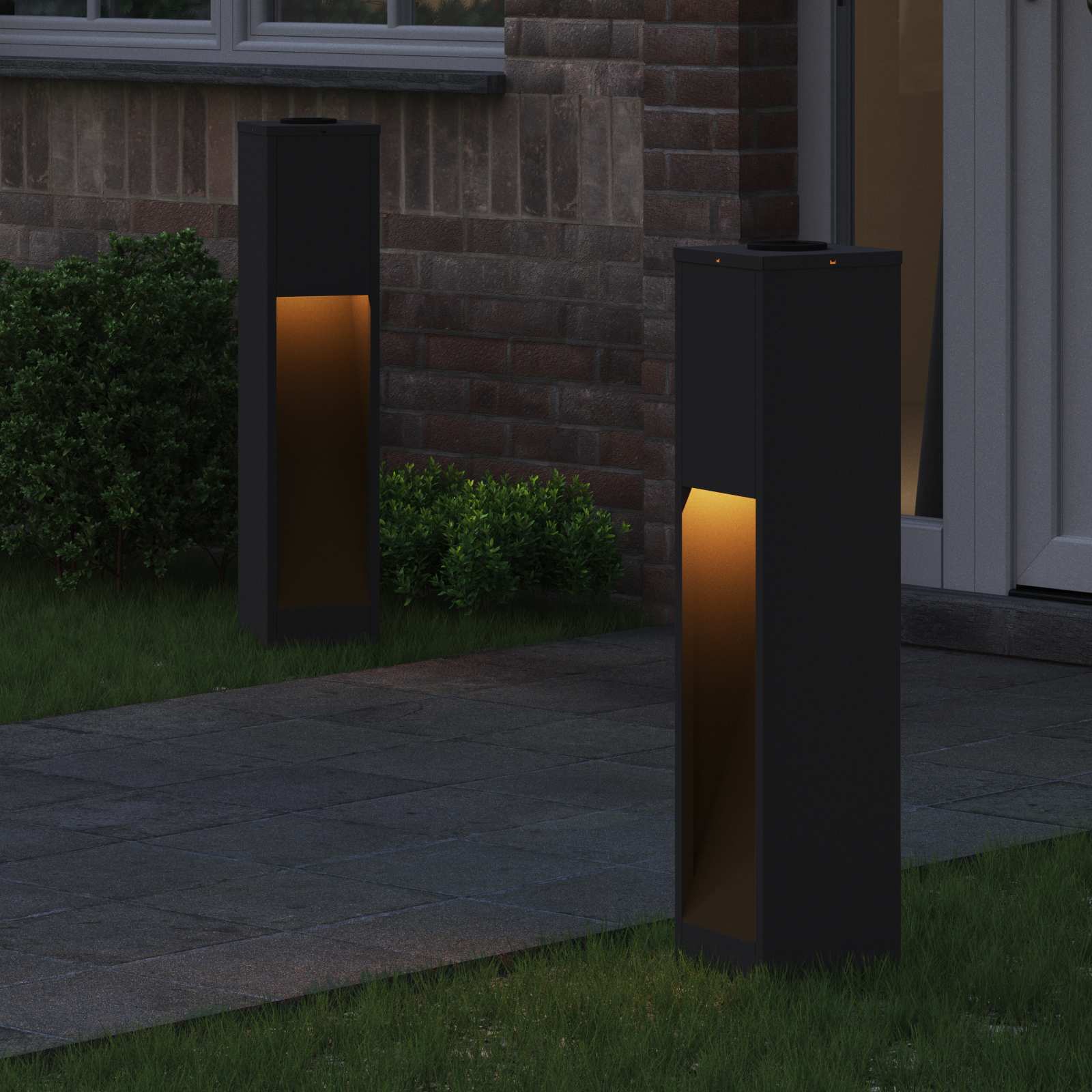 Solar LED Path Light 2 pcs Black Cold-rolled steel