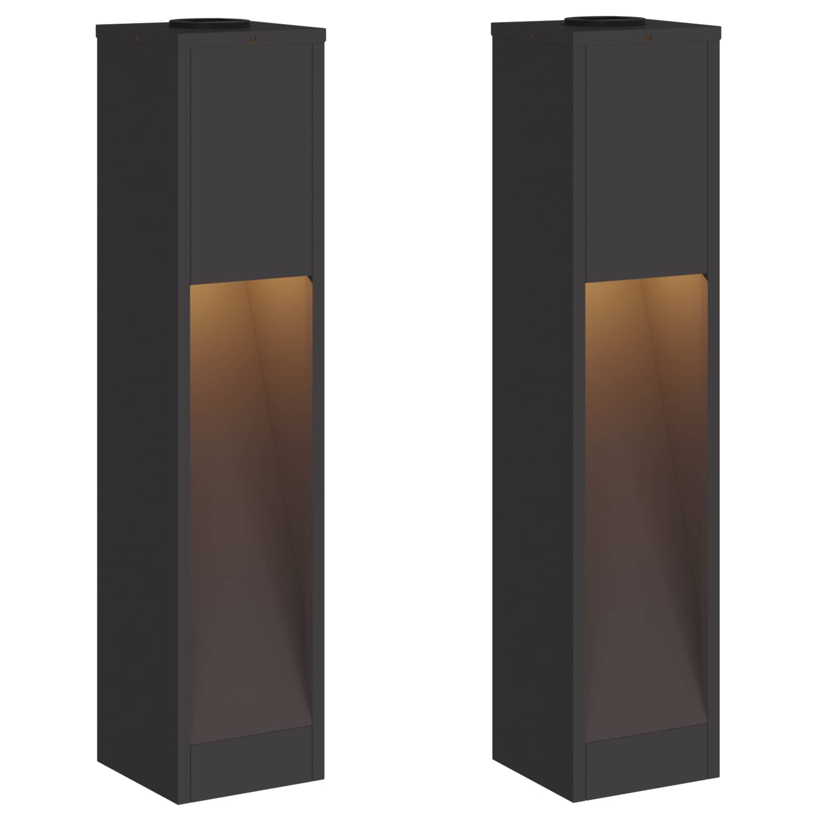 Solar LED Path Light 2 pcs Black Cold-rolled steel