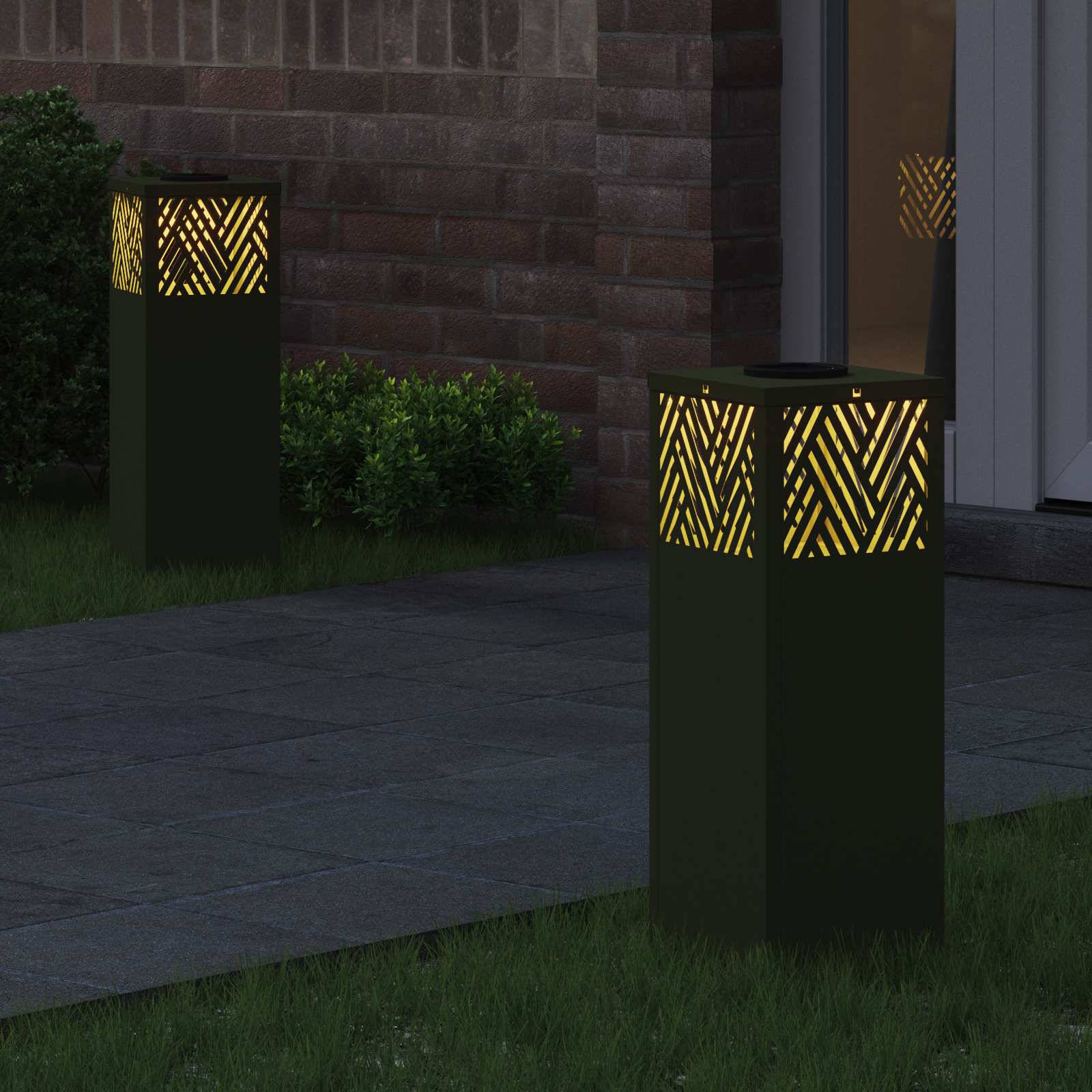 Solar LED Pathway Light Christmas Tree 2 pcs Olive Green