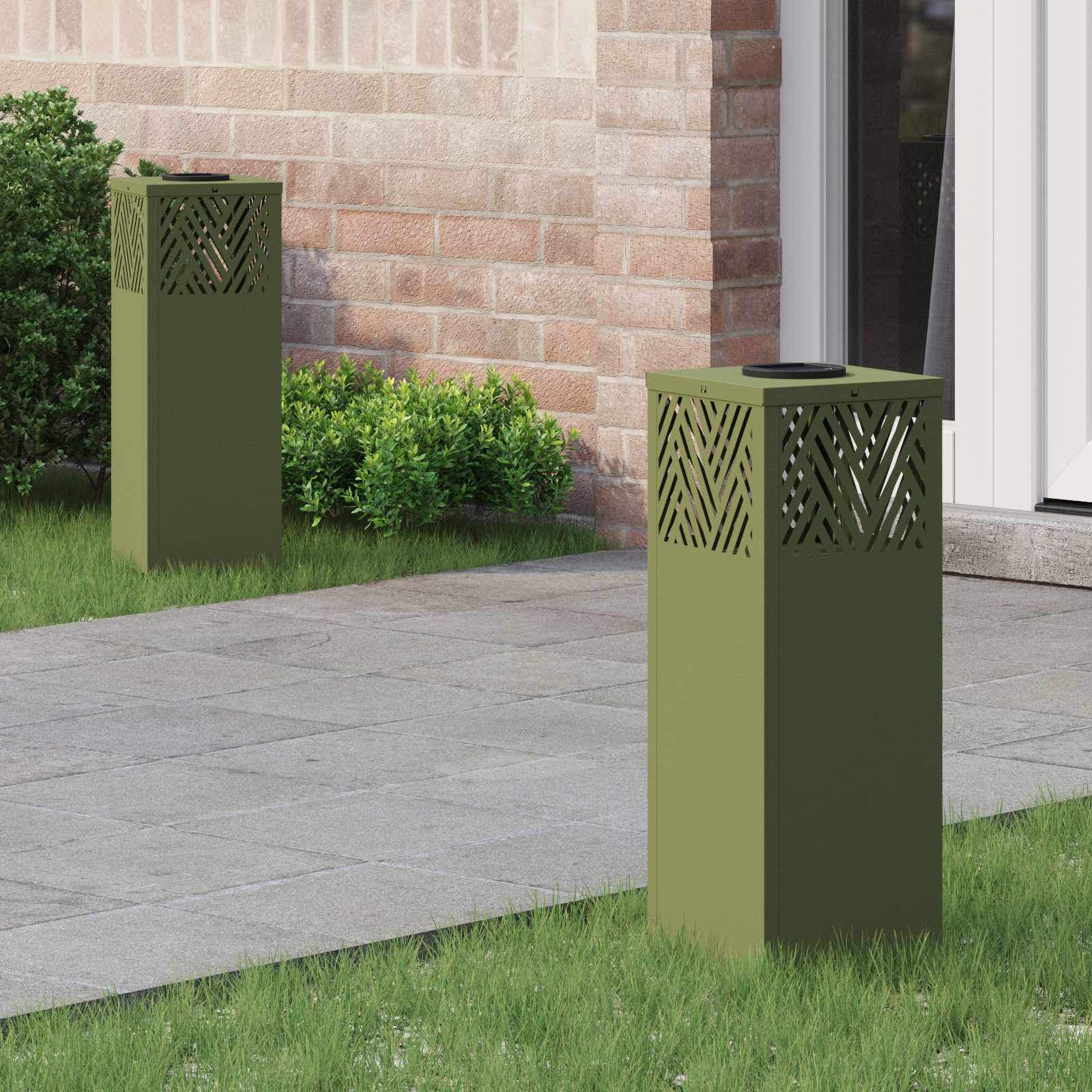 Solar LED Pathway Light Christmas Tree 2 pcs Olive Green