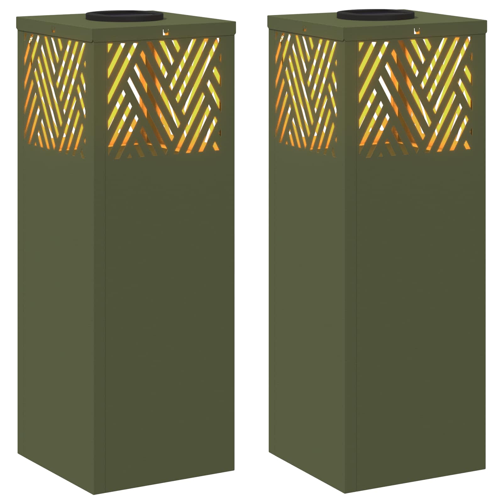 Solar LED Pathway Light Christmas Tree 2 pcs Olive Green
