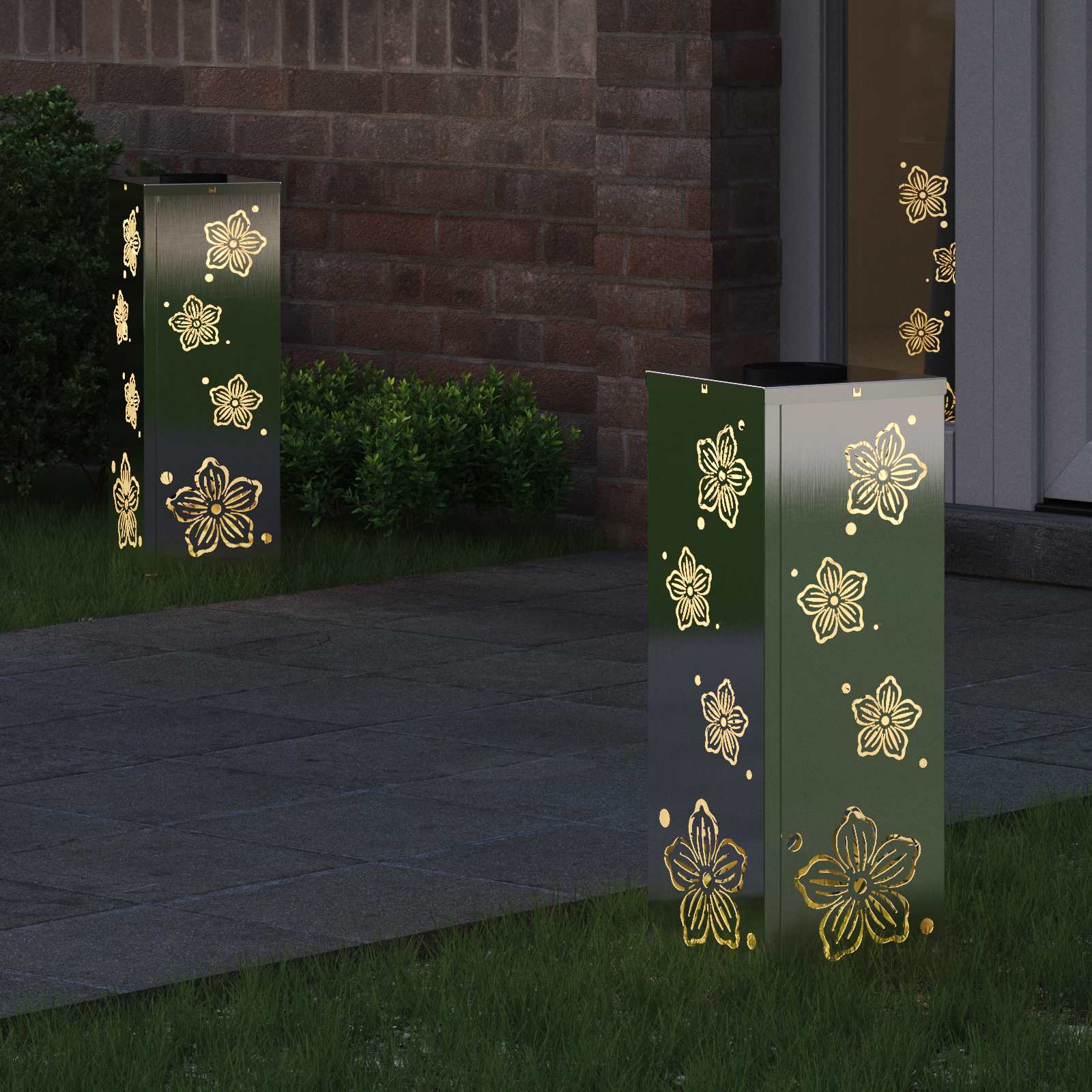 Saules LED celiņu lampa 2 gab. Sudrabs Nerūsējošais tērauds