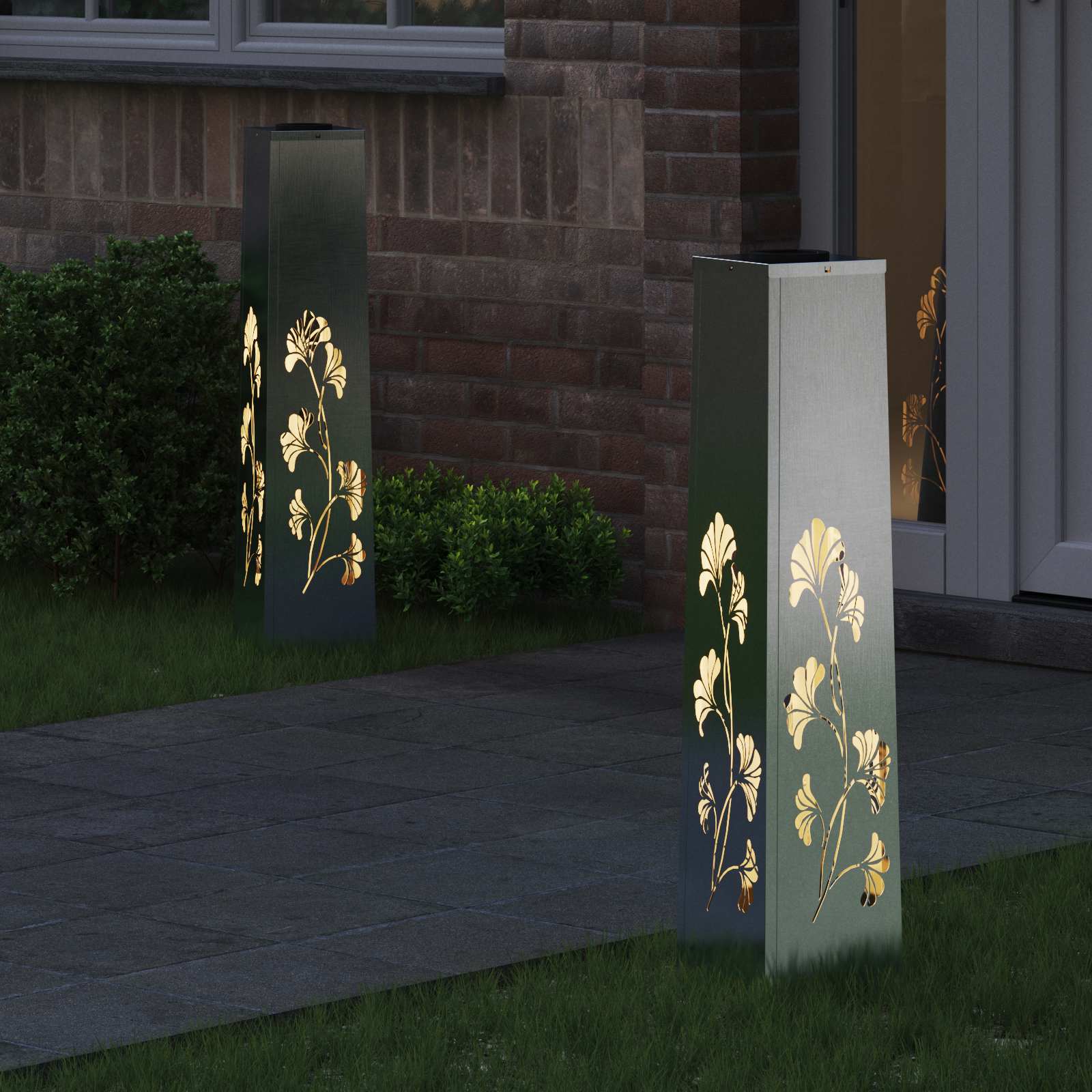 Saules LED celiņu lampa 2 gab. Sudrabs Nerūsējošais tērauds
