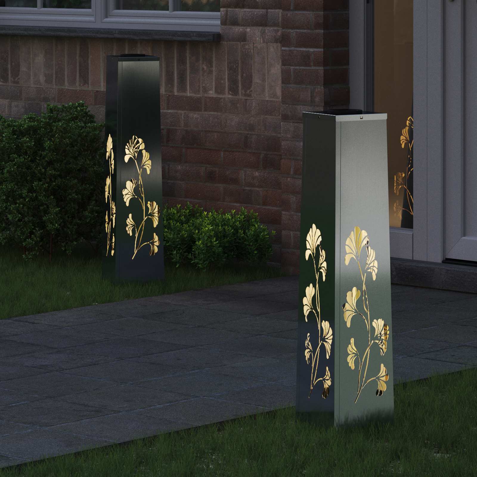 Saulės LED šaligatvio šviesa 2 pcs Sidabro Cinkuota plienas