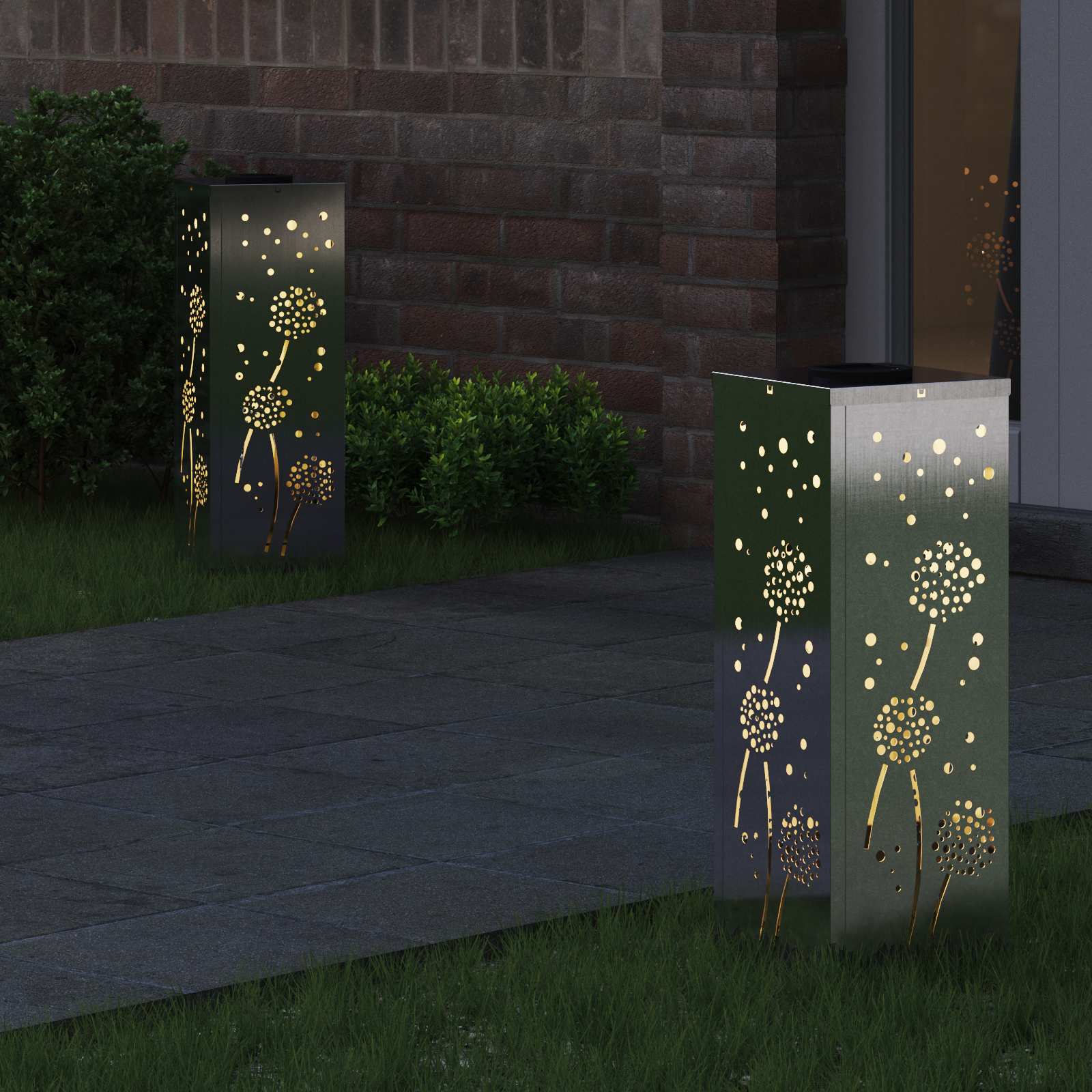 Saulės LED šaligatvio šviesa 2 pcs Sidabro Nerūdijantis Plienas