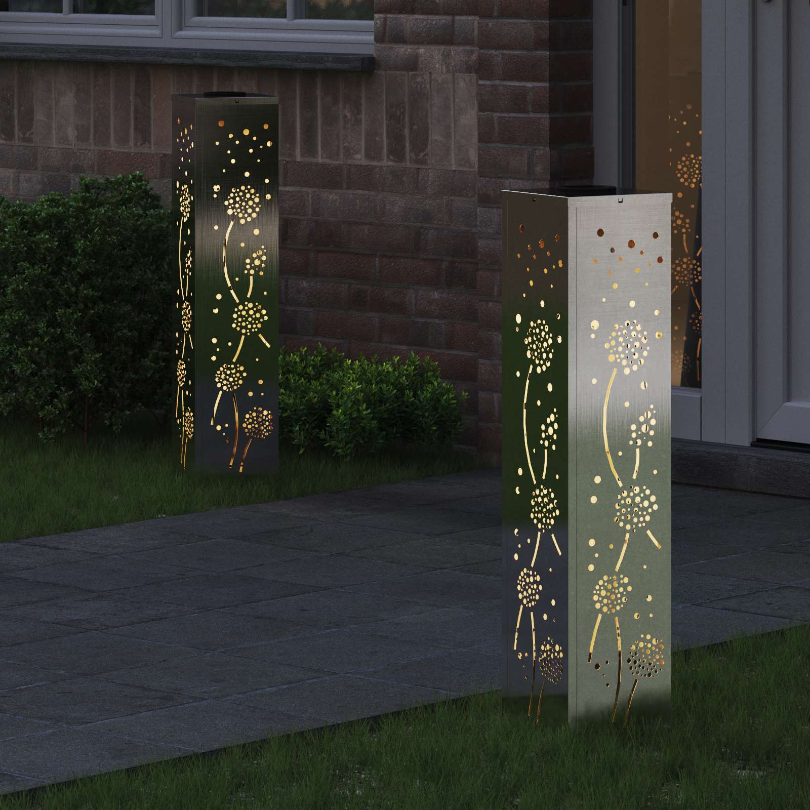 Saules LED celiņu lampa 2 gab. Sudrabs Nerūsējošais tērauds