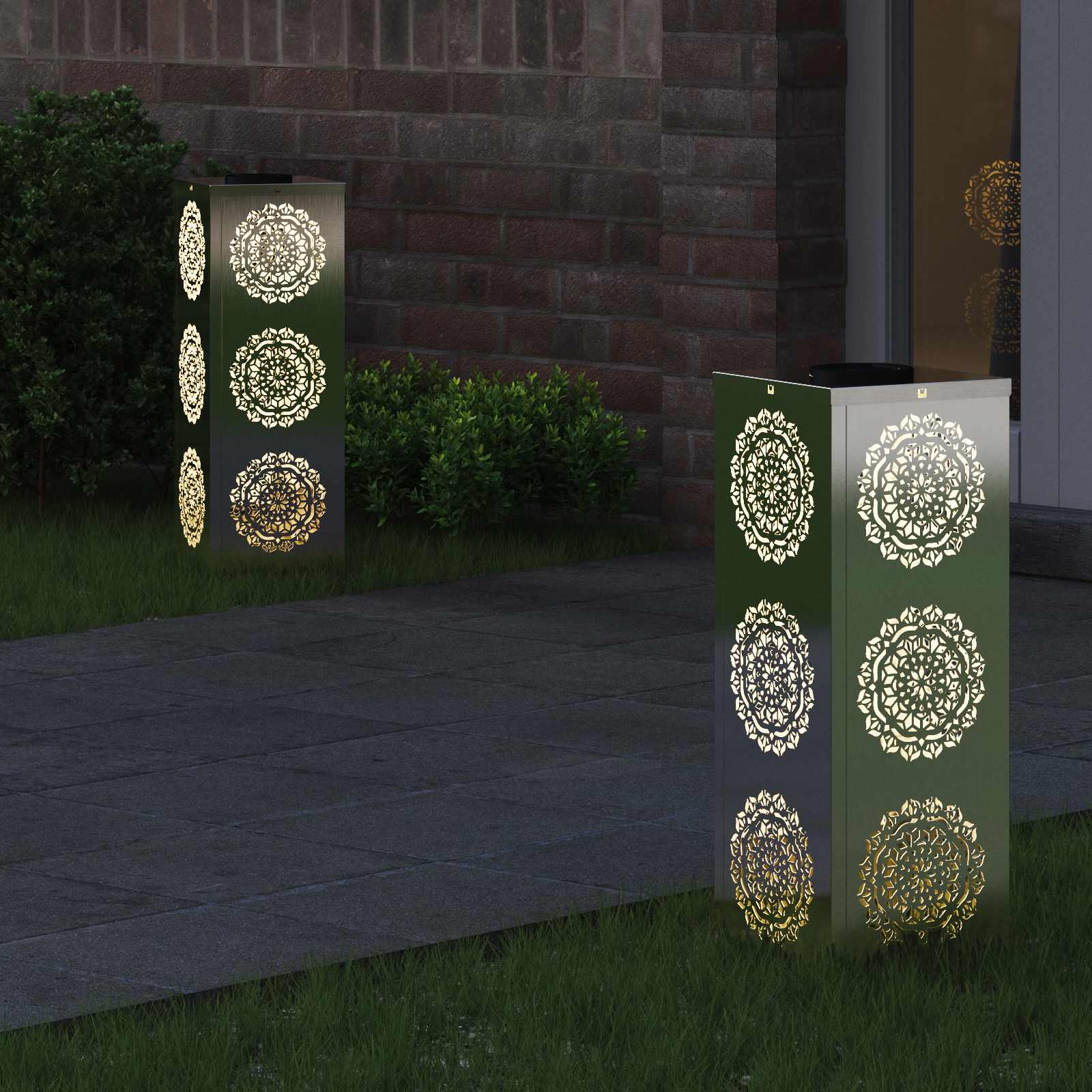 Saulės LED šaligatvio šviesa 2 pcs Sidabro Nerūdijantis Plienas