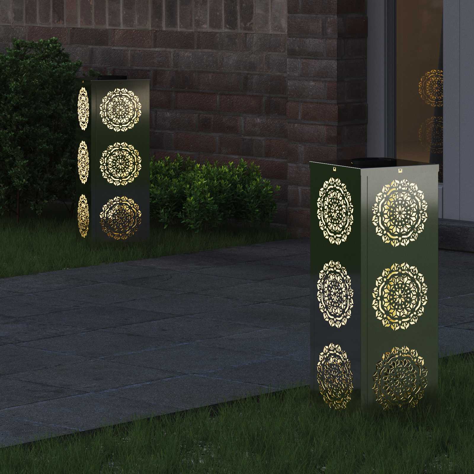 Saulės LED šaligatvio šviesa 2 pcs Sidabro Cinkuota plienas