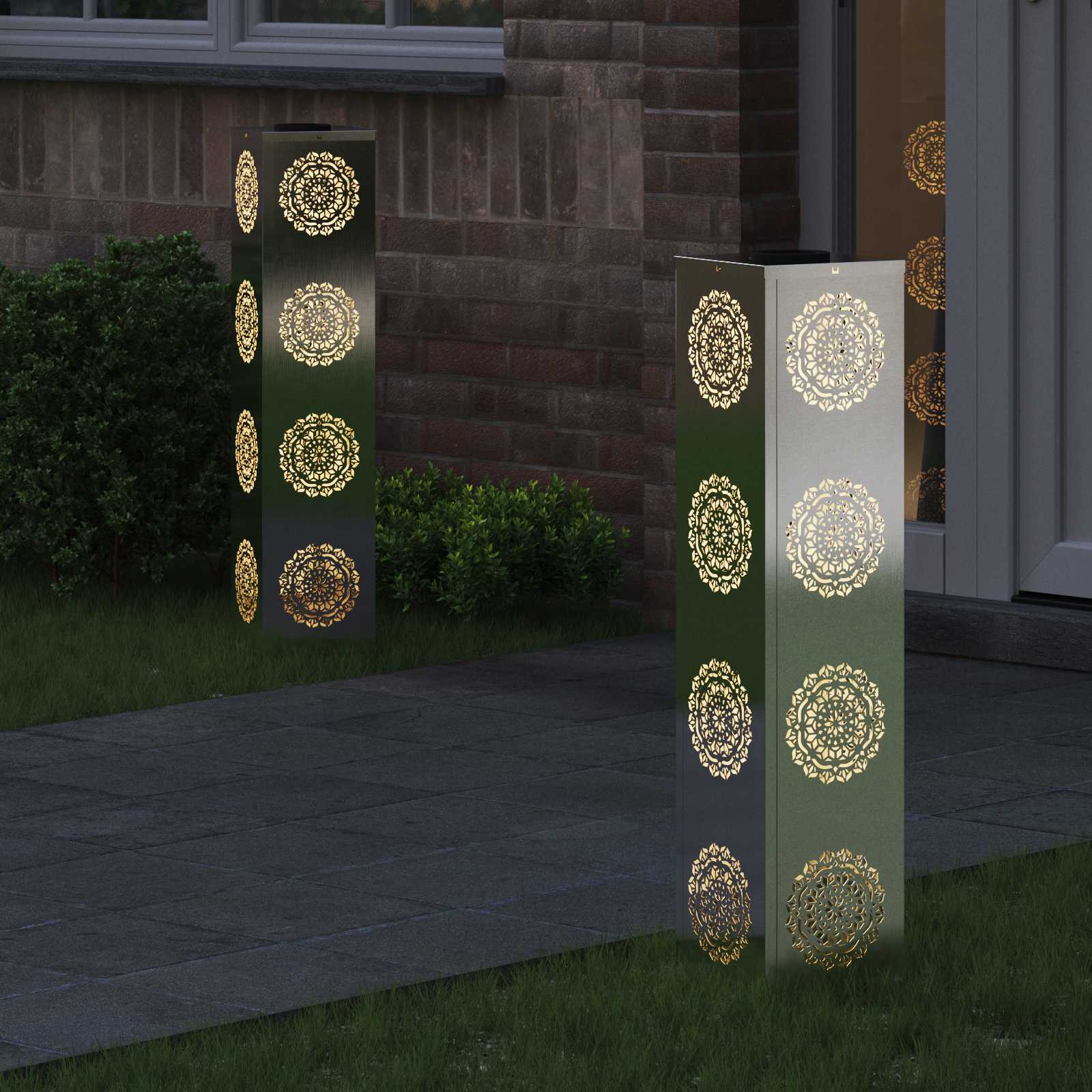 Saulės LED šaligatvio šviesa 2 pcs Sidabro Nerūdijantis Plienas