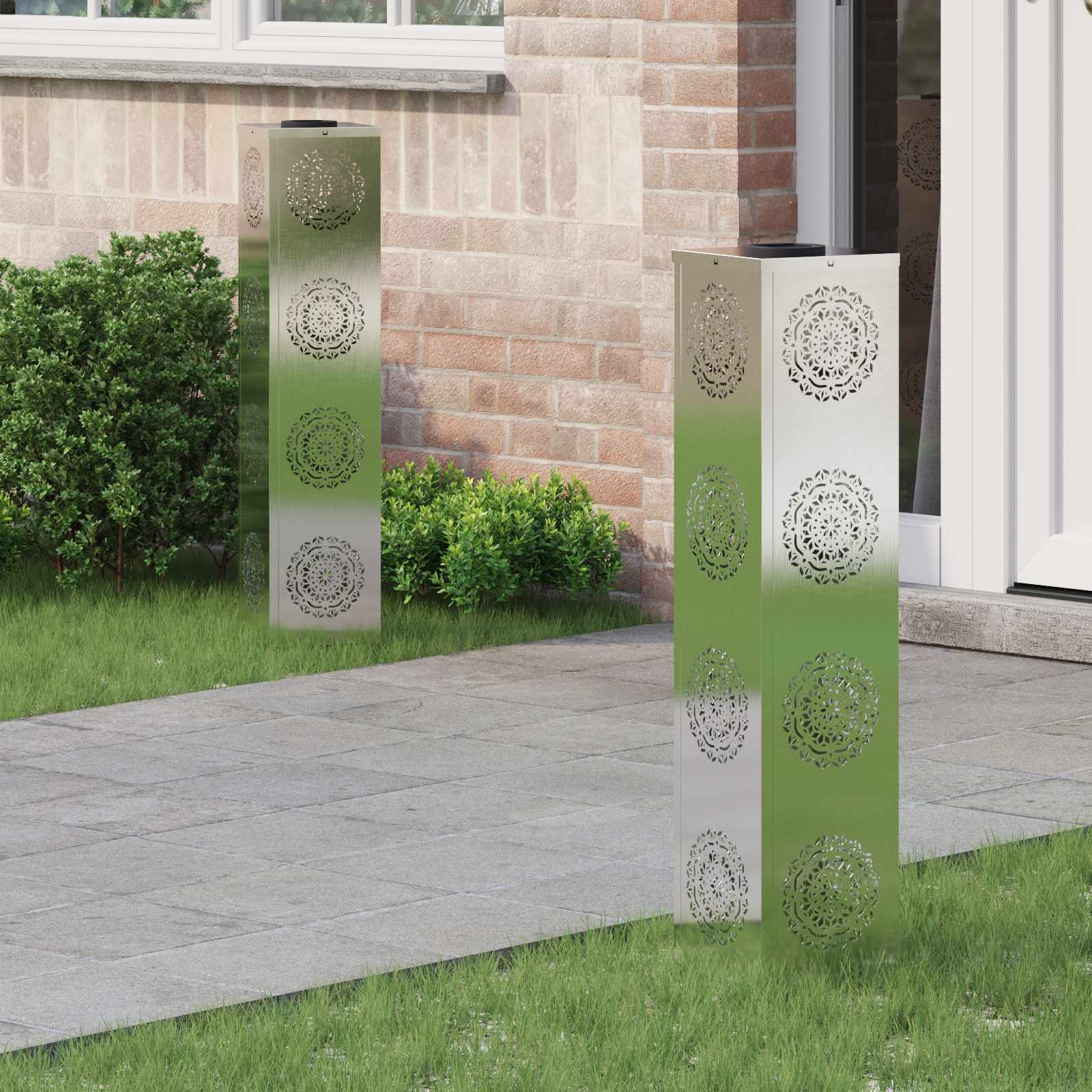 Saulės LED šaligatvio šviesa 2 pcs Sidabro Nerūdijantis Plienas