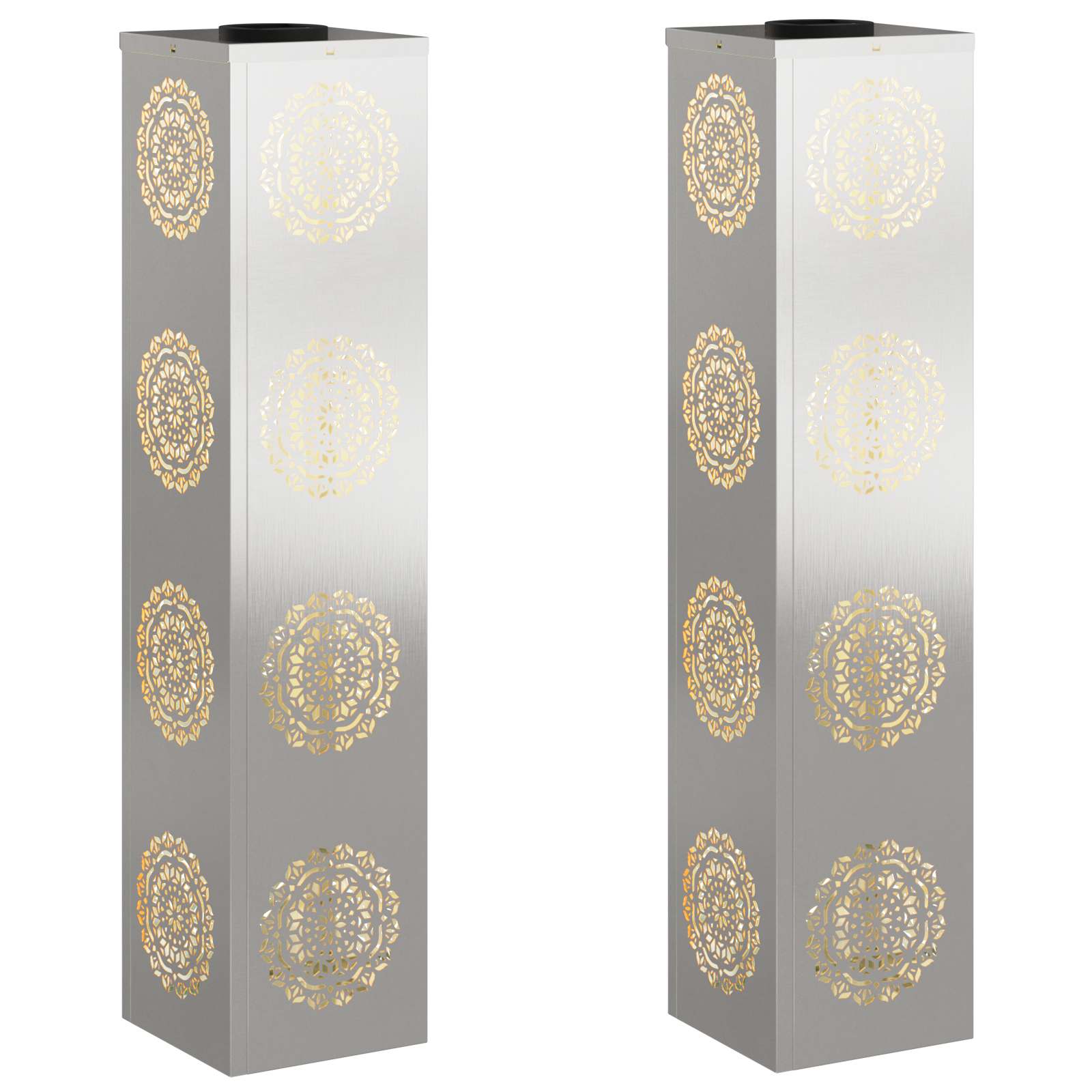 Saulės LED šaligatvio šviesa 2 pcs Sidabro Nerūdijantis Plienas