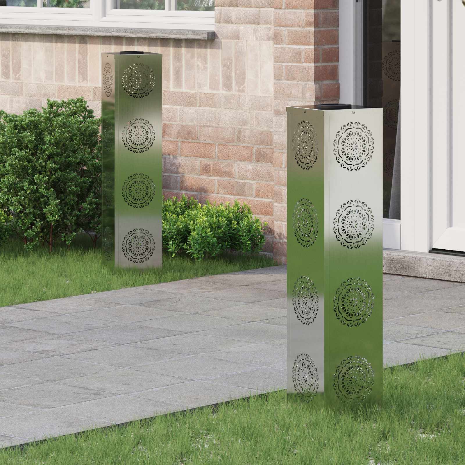 Saulės LED šaligatvio šviesa 2 pcs Sidabro Cinkuota plienas