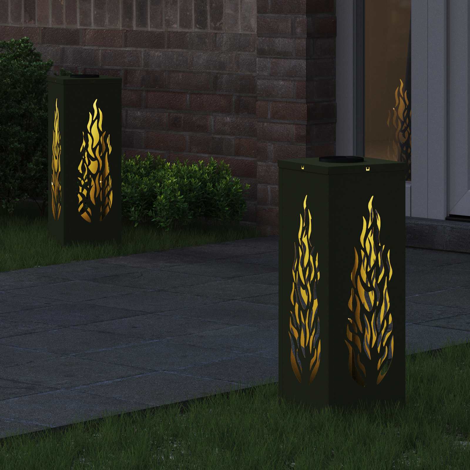 Saulės LED šaligatvio šviesa 2 pcs Alyvuogių žalia
