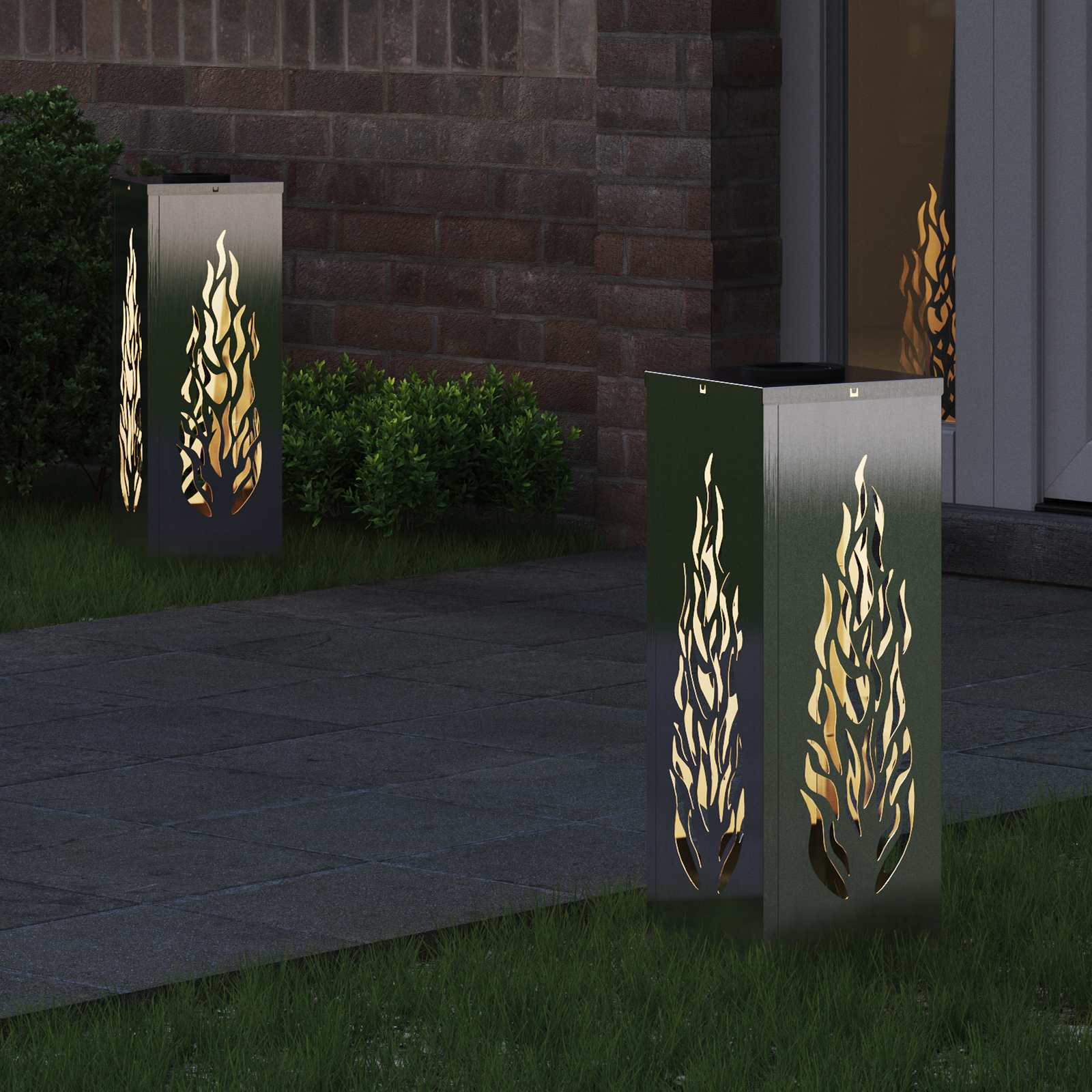 Saulės LED šaligatvio šviesa 2 pcs Sidabro Nerūdijantis Plienas
