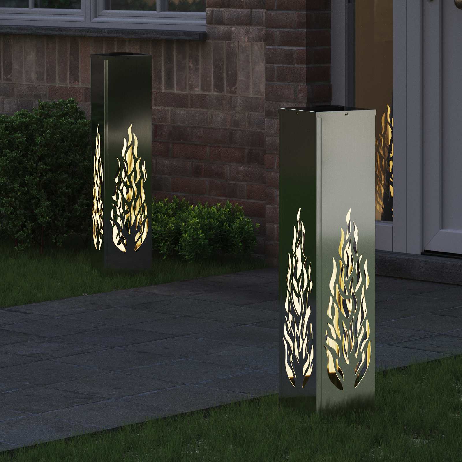 Saulės LED šaligatvio šviesa 2 pcs Sidabro Cinkuota plienas