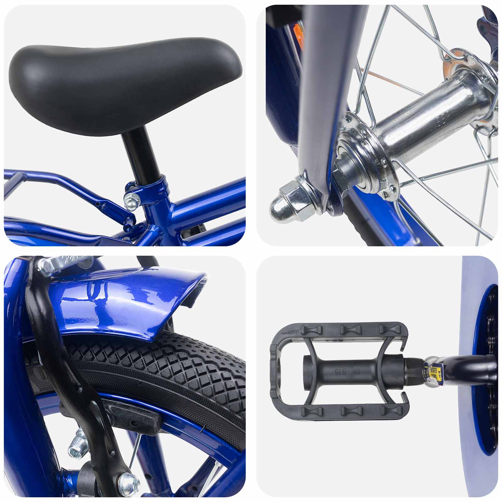 Vaikų Dviratis 14 Colių 3-5 metų amžiaus Tamsiai mėlyna