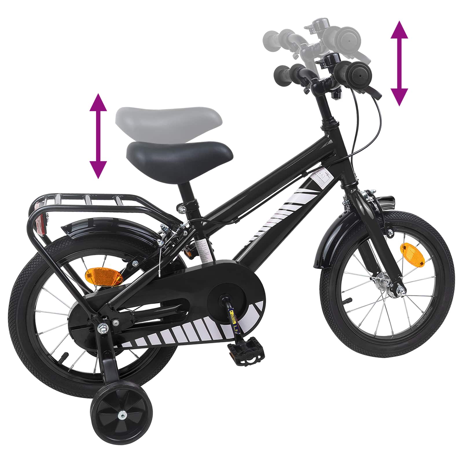Vaikų Dviratis 16 Colių skirta 4-6 metų vaikams Juoda