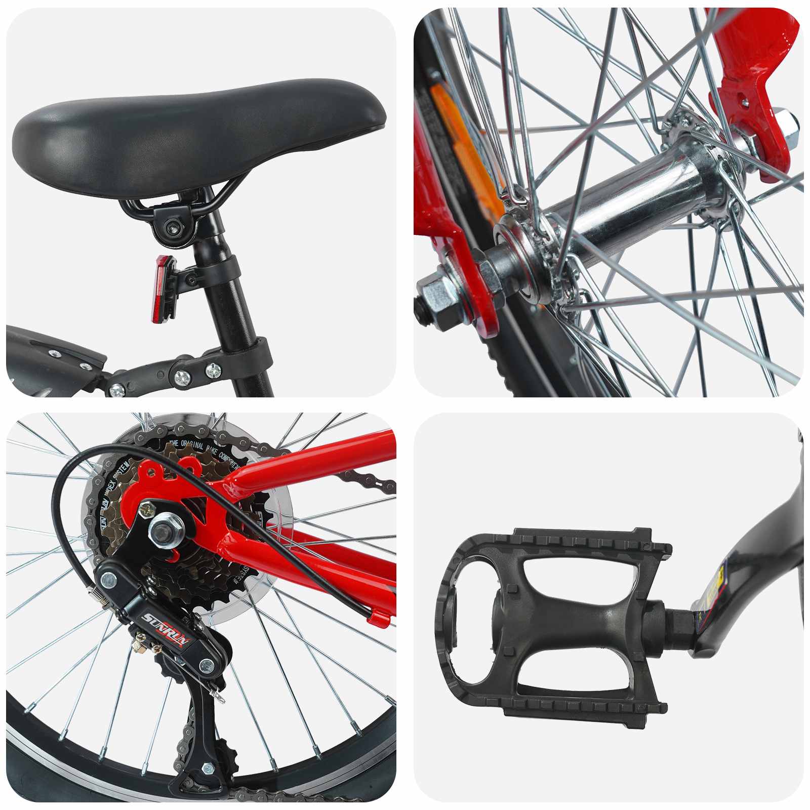 Vaikų Dviratis 24 Colių 6-Speed 8-12 metų Raudona