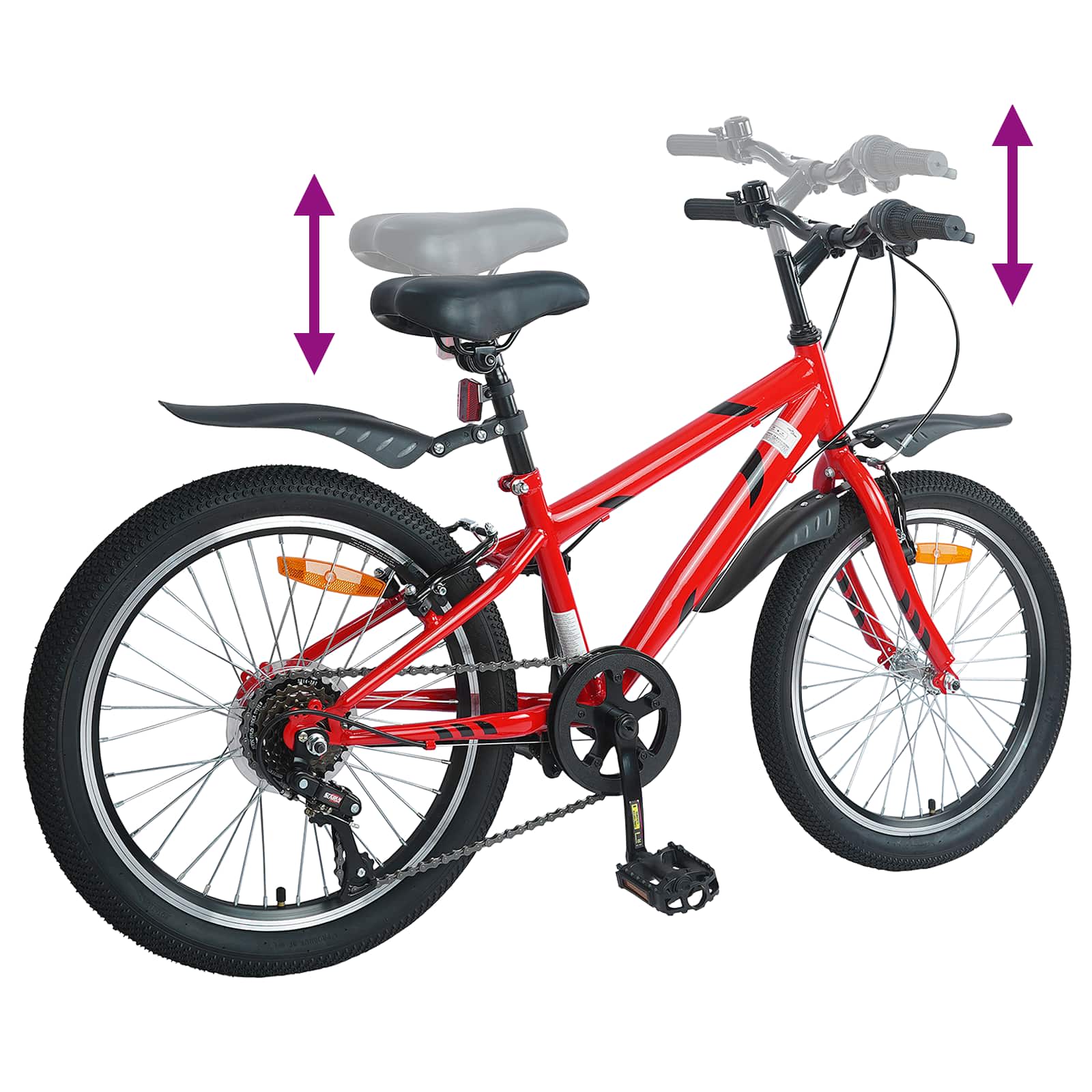 Vaikų Dviratis 24 Colių 6-Speed 8-12 metų Raudona