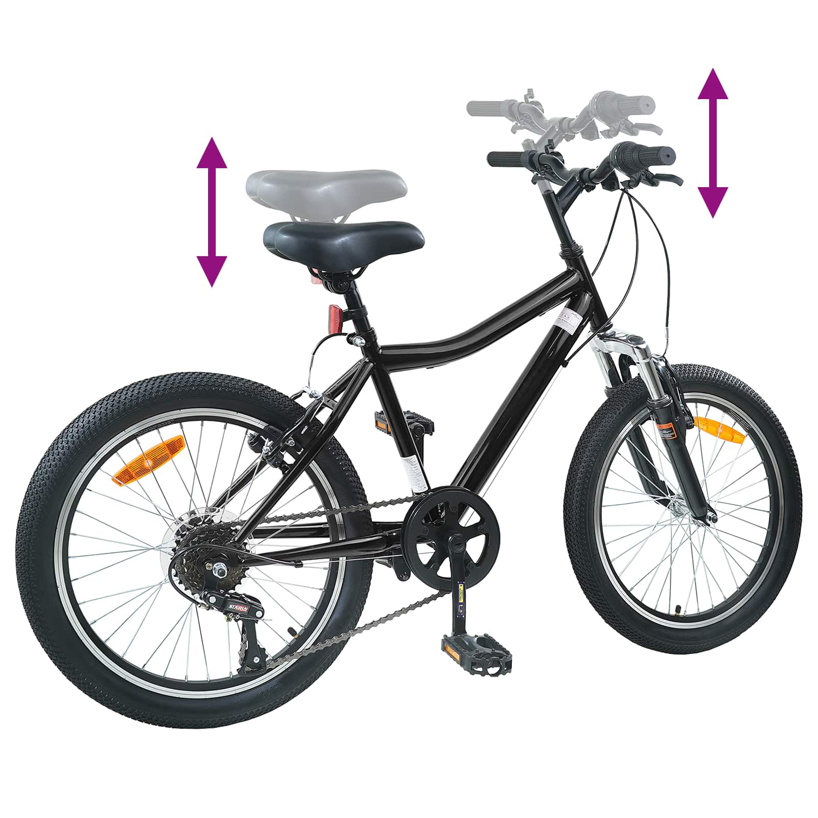 Vaikų Dviratis 20 Colių 6-Speed 6-11 metų amžiaus Juoda