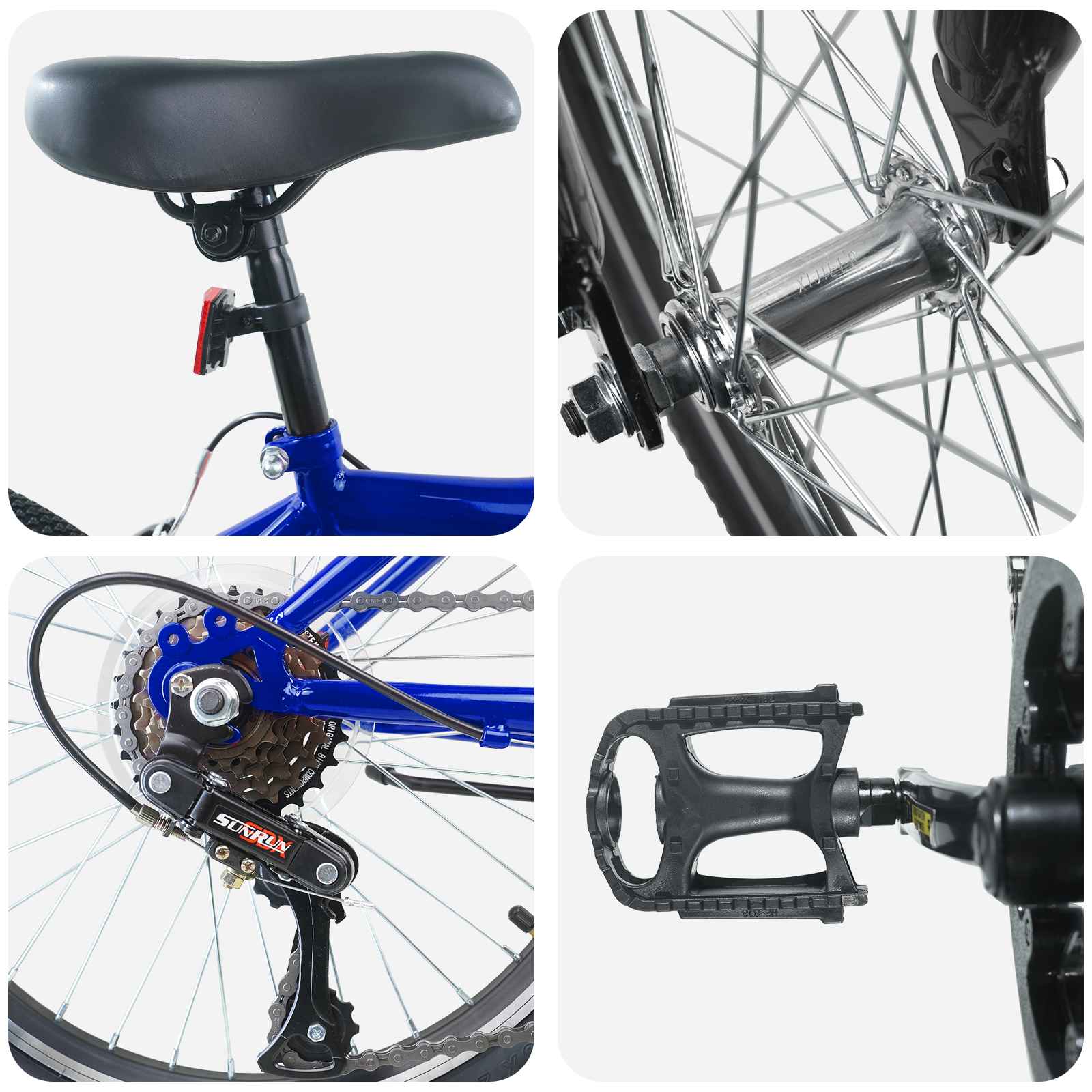 Vaikų Dviratis 24 Colių 6-Speed 8-12 metų Tamsiai mėlyna