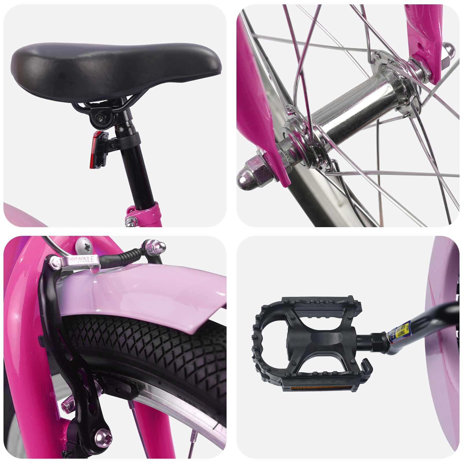 Kids' Bike 18 Inch for 5–7 year olds Dark pink