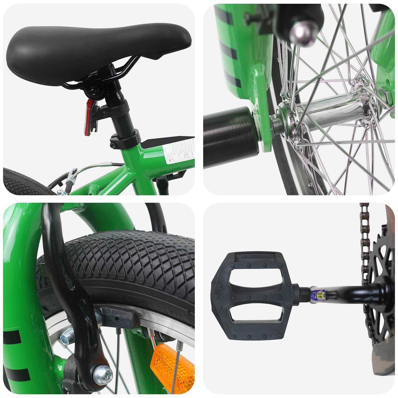 BMX Dviratis 16 Colių 5-8 metų amžiaus Žalia