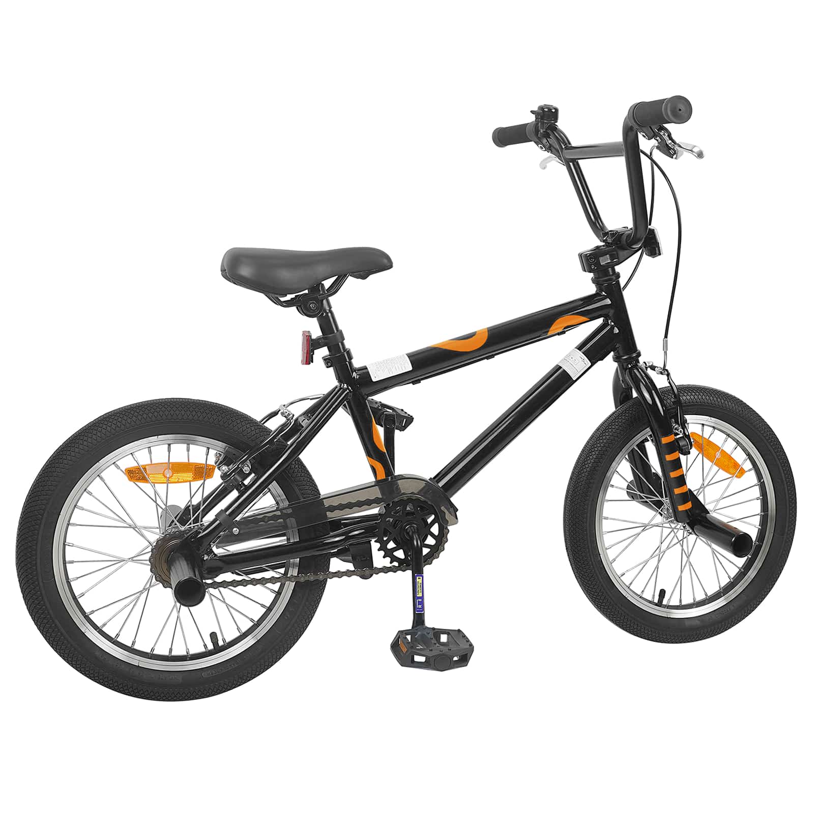 BMX Dviratis 16 Colių 5-8 metų amžiaus Juoda