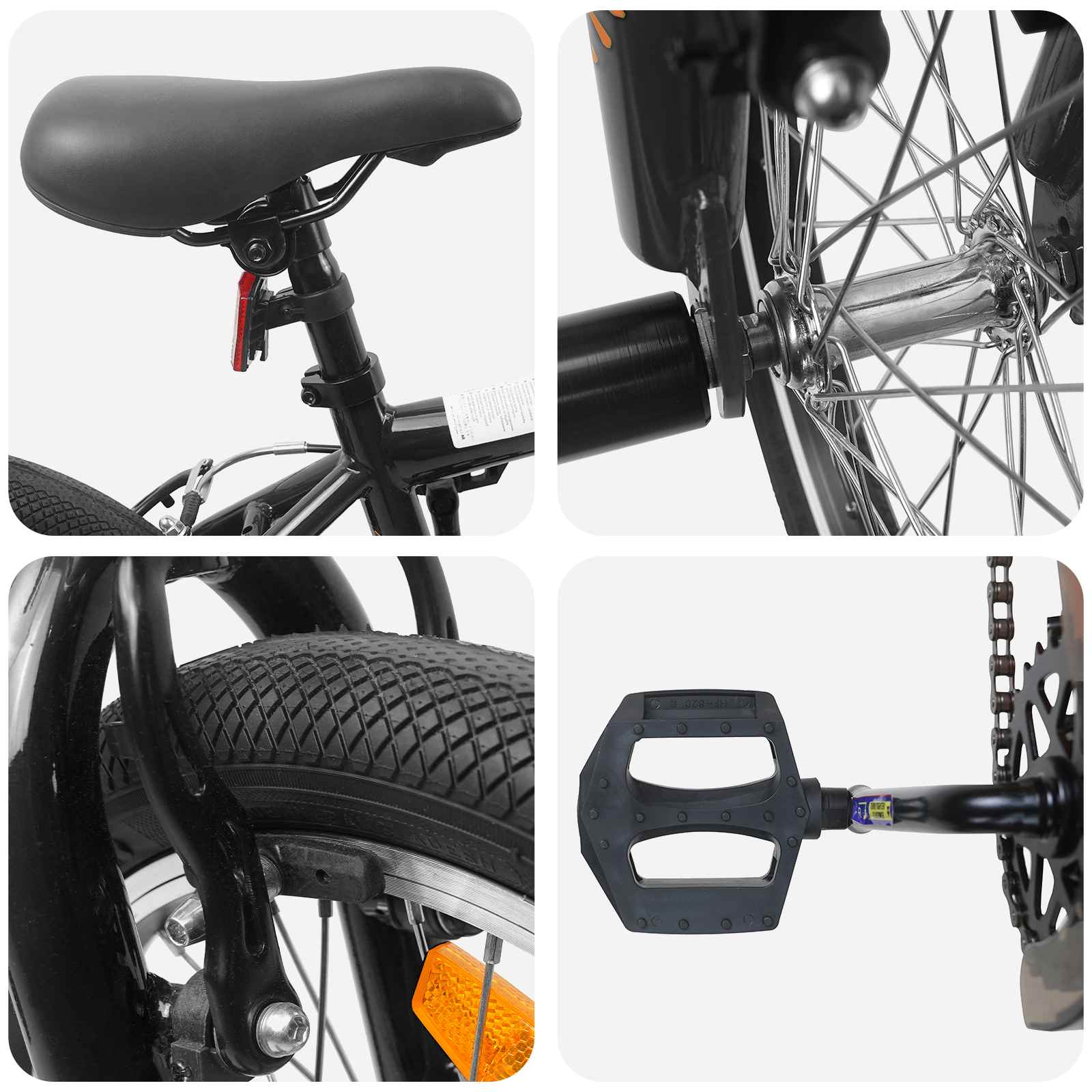 BMX Dviratis 18 Colių 7-10 metų amžiaus Juoda