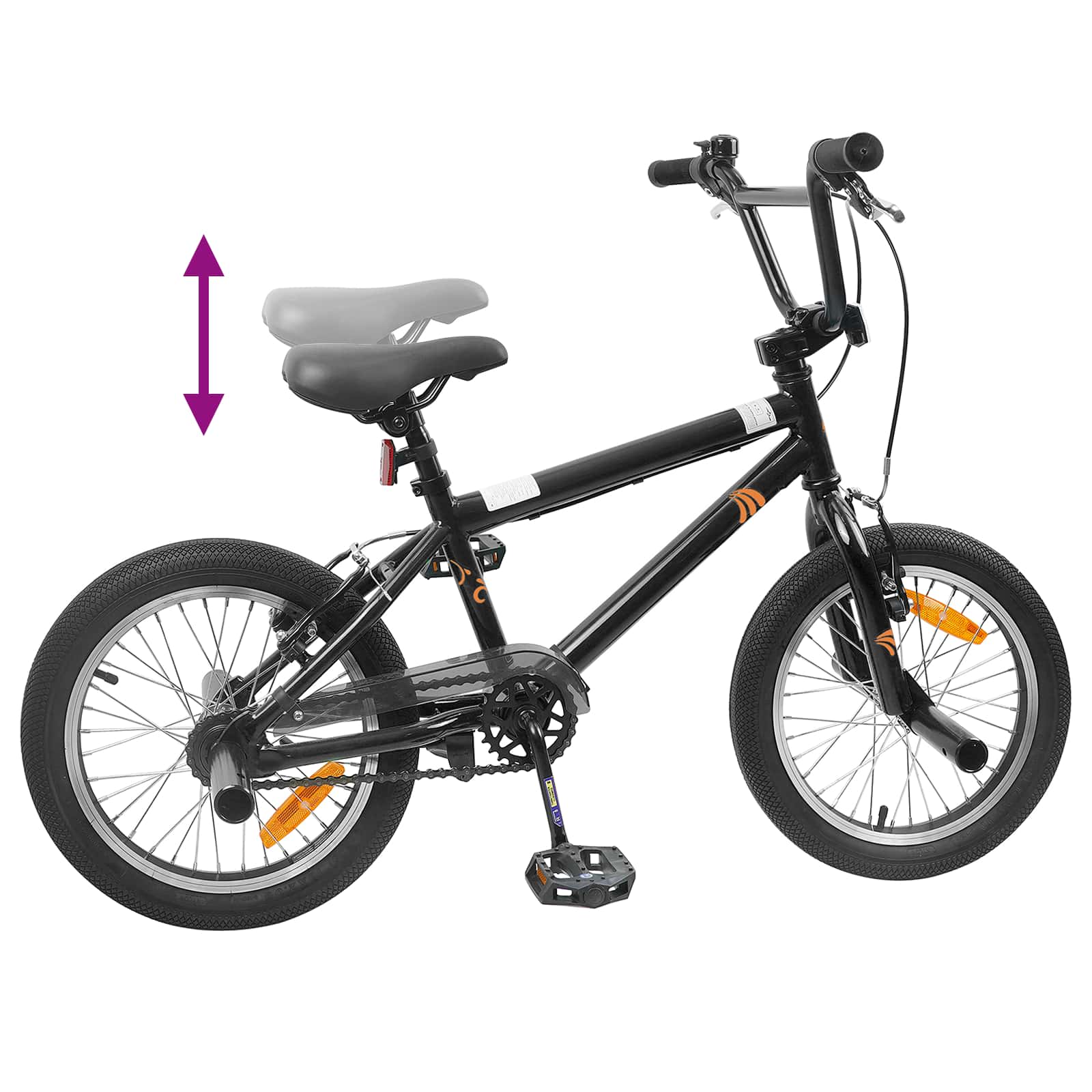 BMX Dviratis 18 Colių 7-10 metų amžiaus Juoda