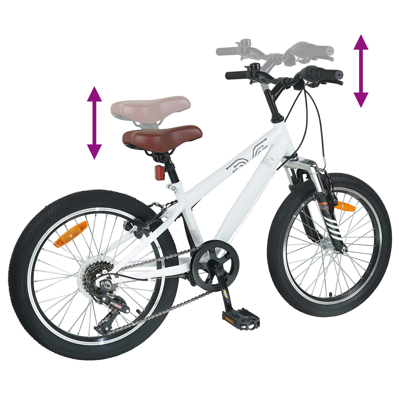 Kids Mountain Bike 20 Inch 6-Speed Ages 5-8 White