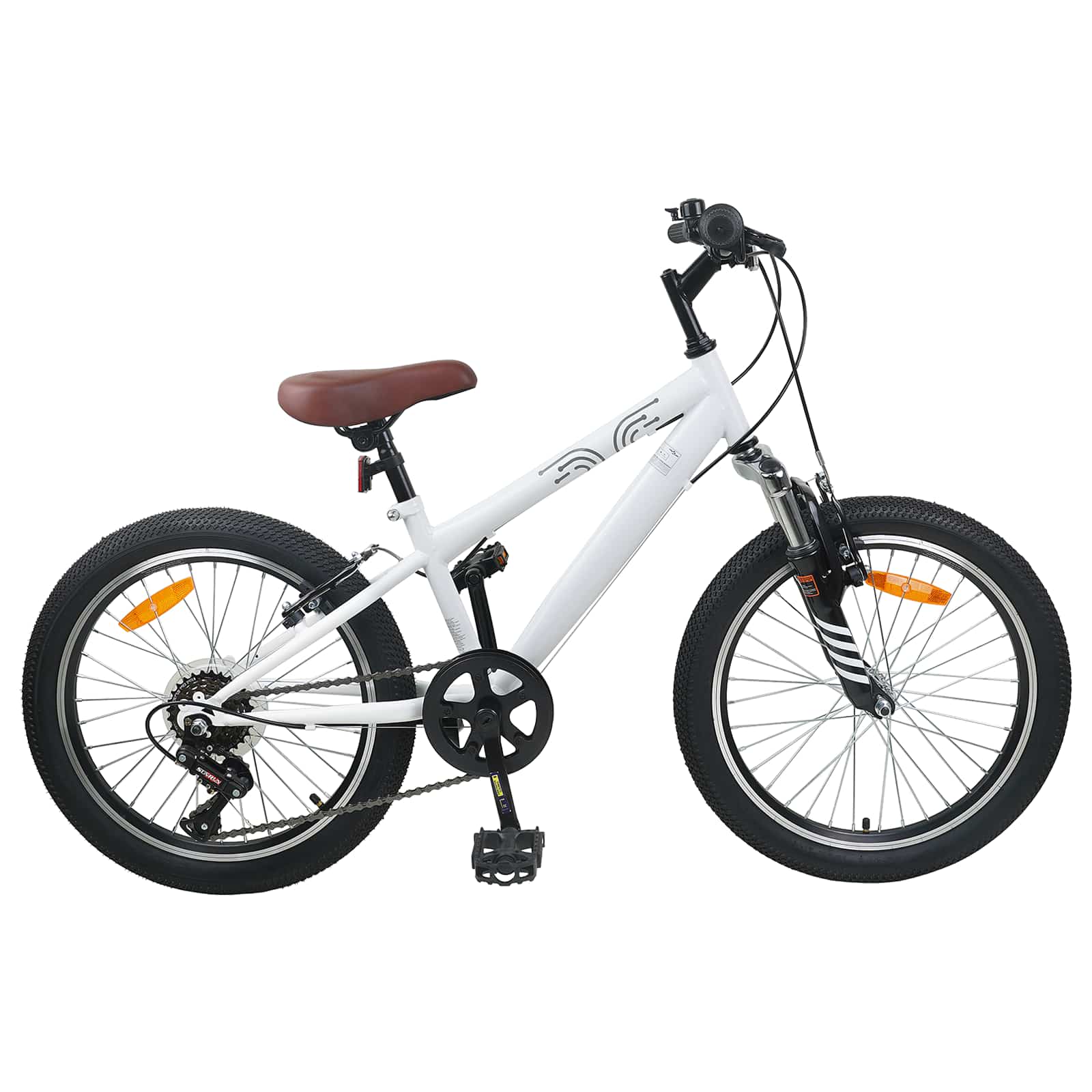 Kids Mountain Bike 20 Inch 6-Speed Ages 5-8 White