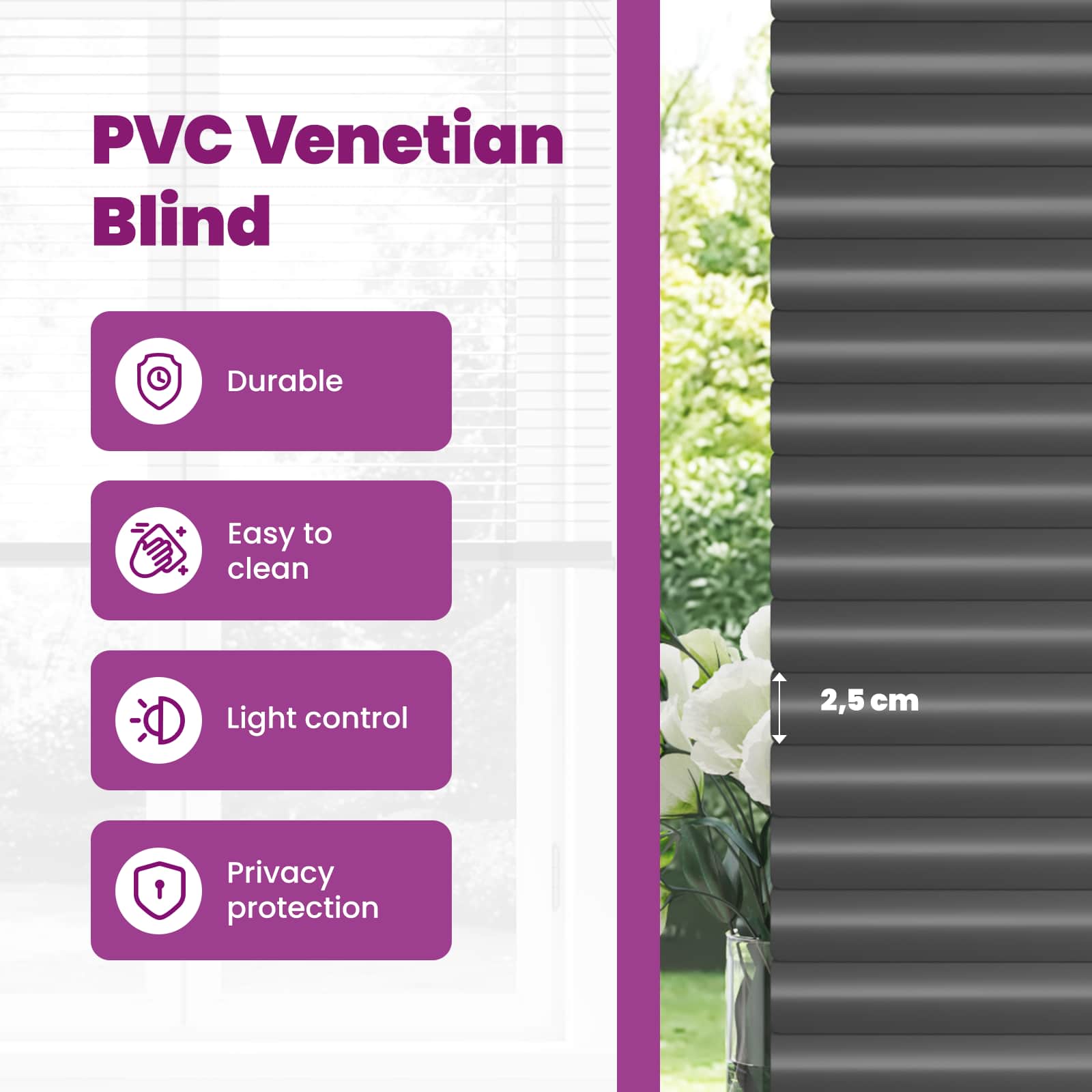 Venecijos žaliuzės Sidabrinė Pilka 213 x 70 cm PVC