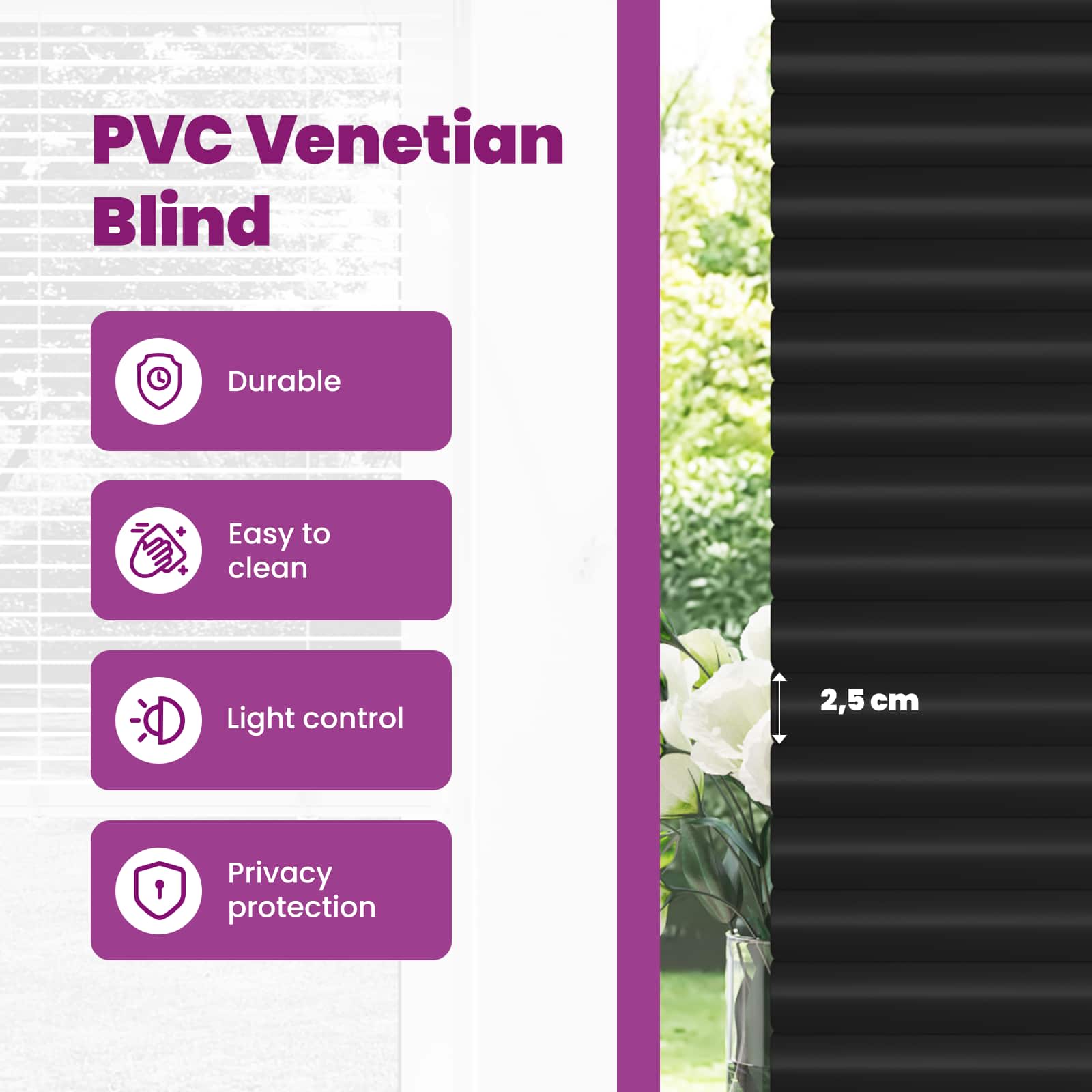 Venecijos žaliuzės Reguliuojamas Juoda 213 x 80 cm PVC