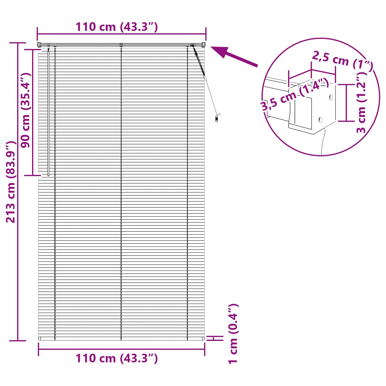 Venetian Blinds Adjustable Black 213 x 110 cm PVC