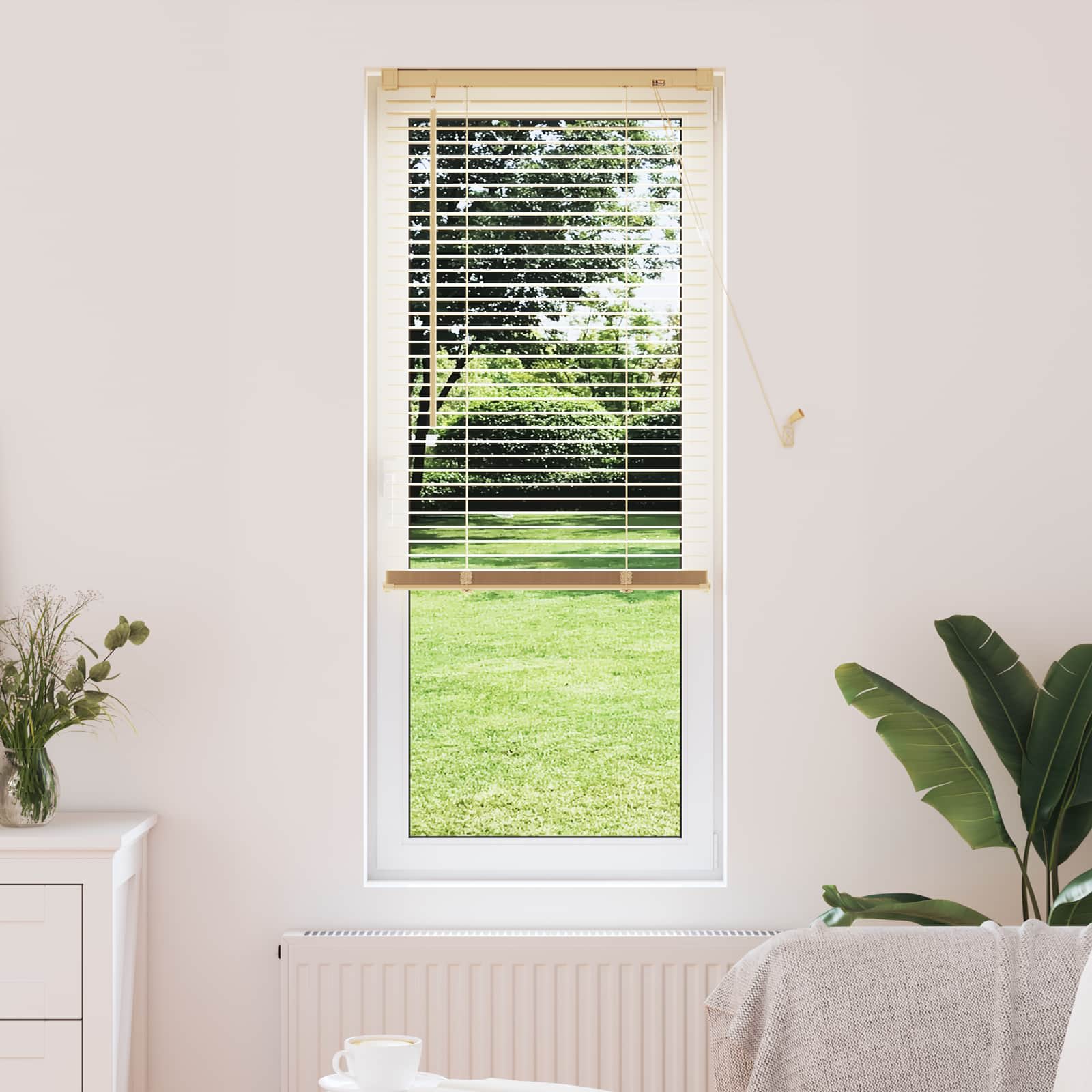 Venecijos žaliuzės Šviesiai ruda su raštu 150 x 50 cm 25 mm PVC