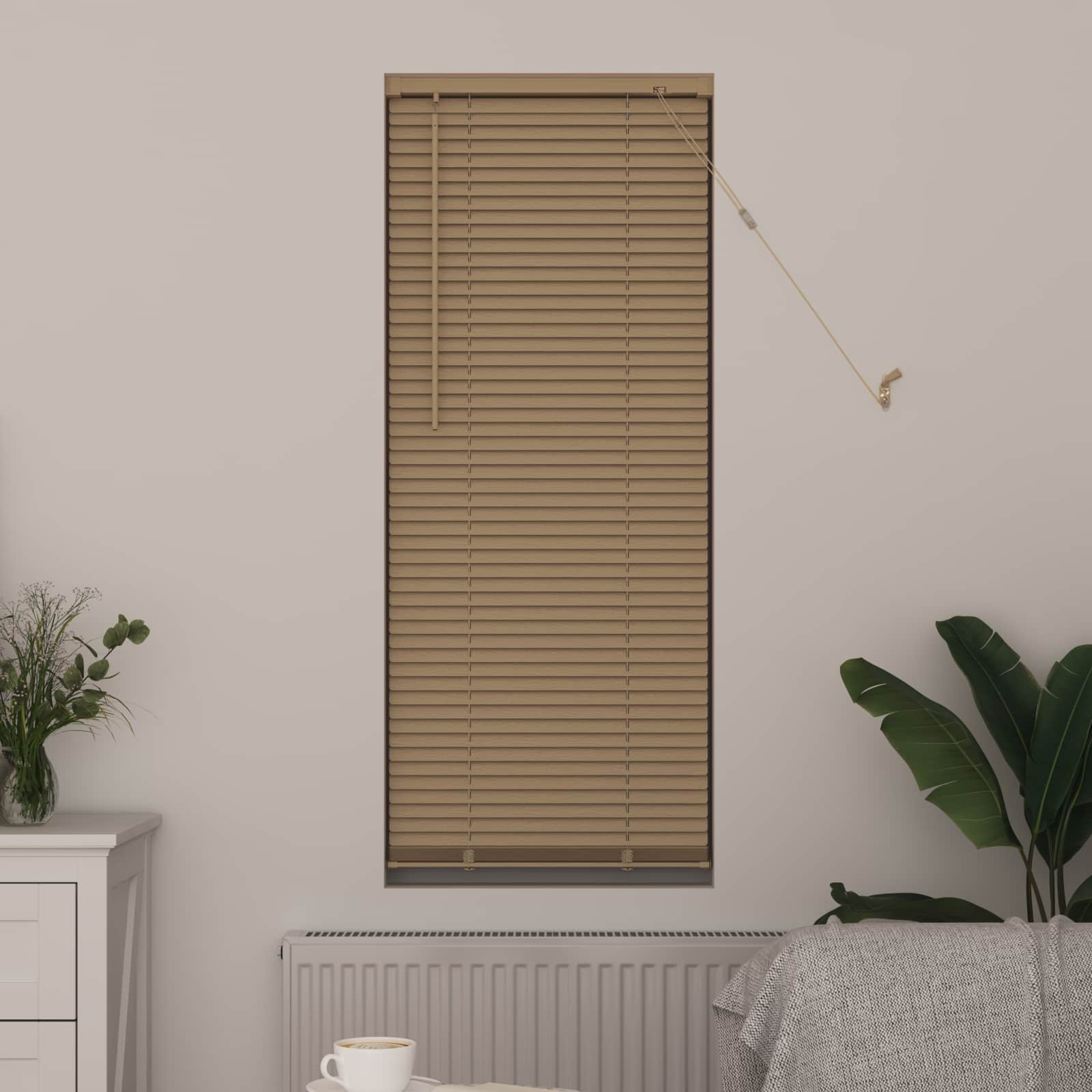Venecijos žaliuzės Šviesiai ruda su raštu 150 x 50 cm 25 mm PVC