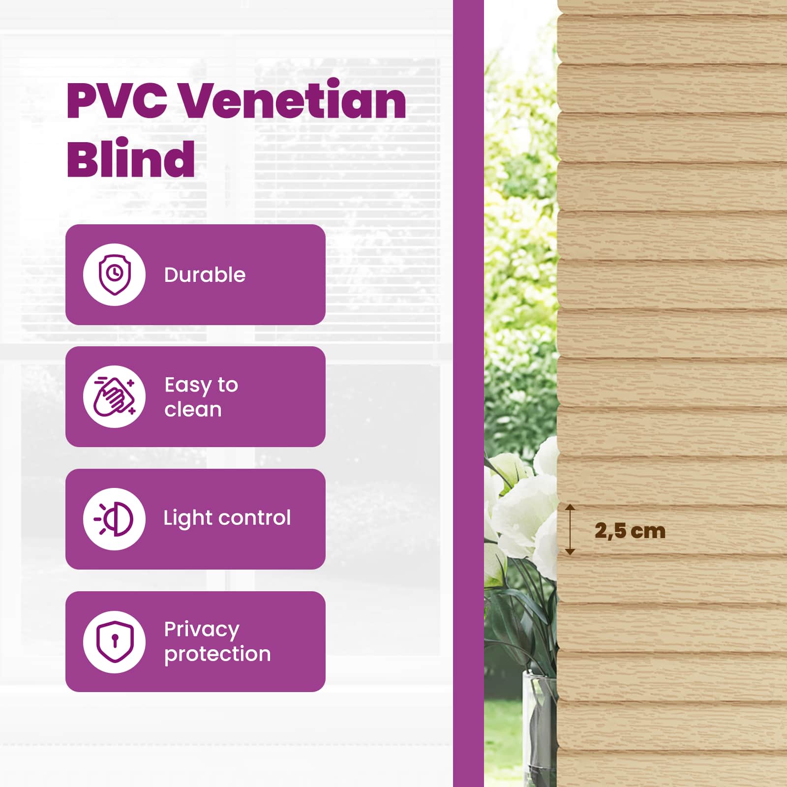 Venecijos žaliuzės Šviesiai ruda su raštu 213 x 80 cm PVC