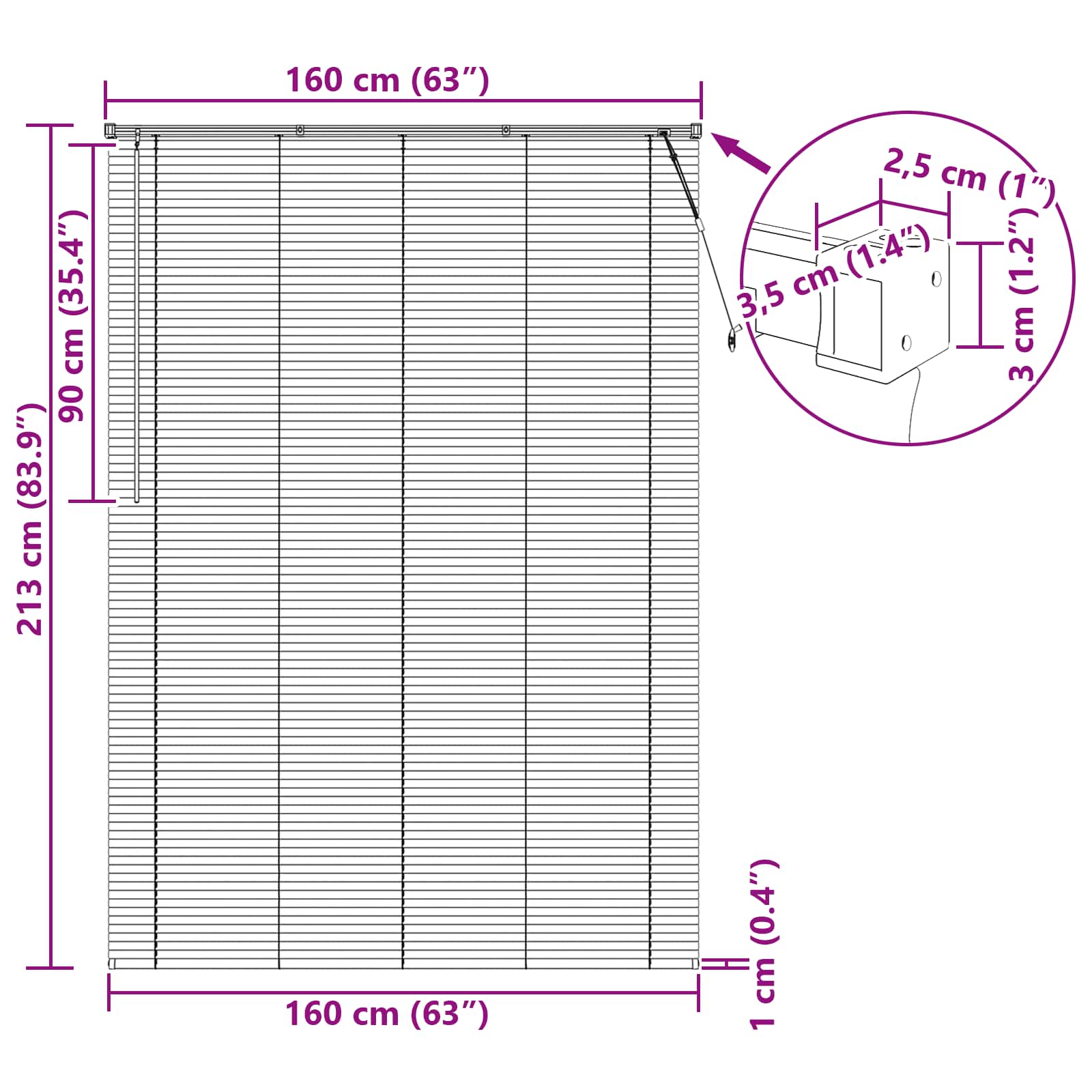 Venetian blinds Light brown with pattern 213 x 160 cm PVC