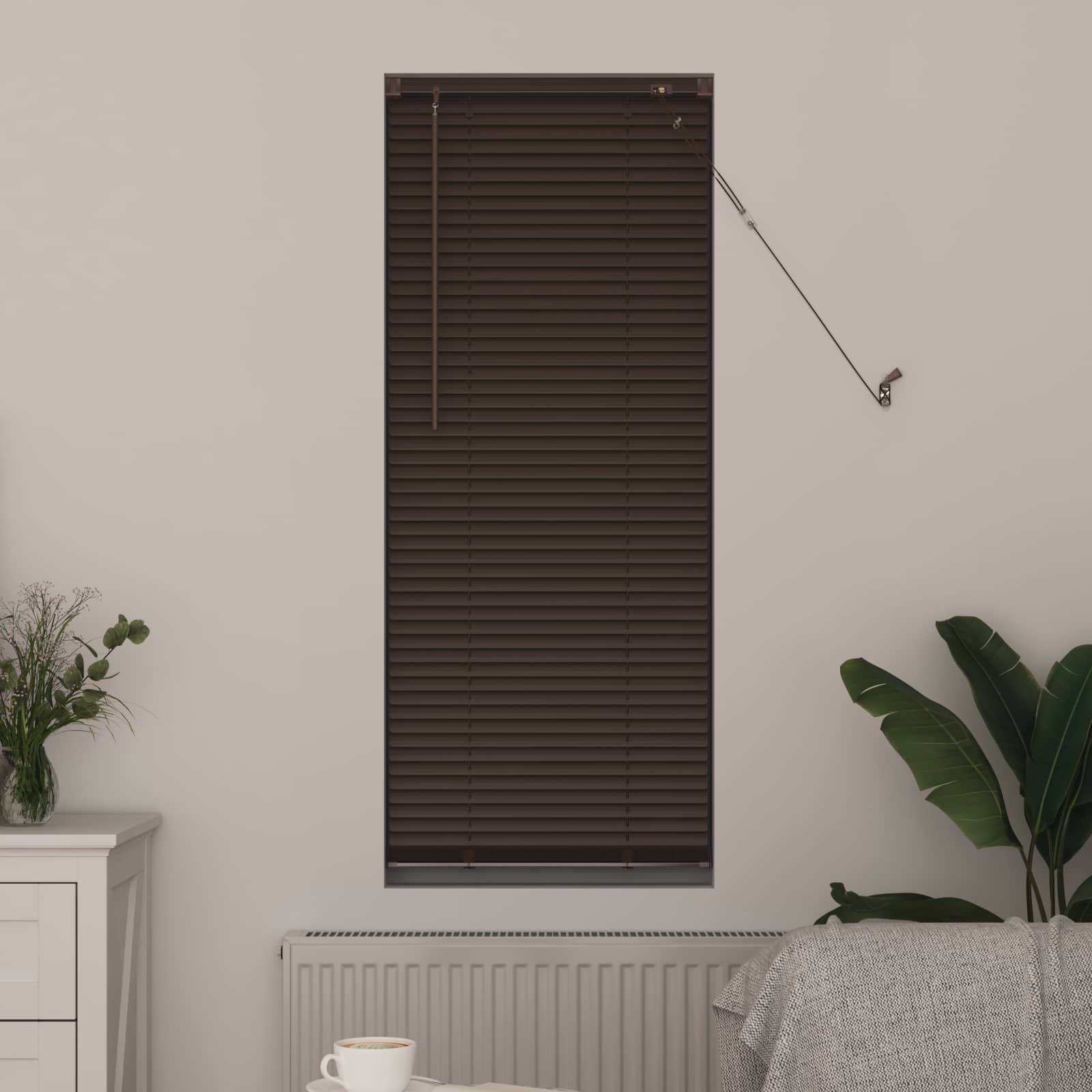 Venecijos žaliuzės Tamsiai ruda su raštu 150 x 50 cm 25 mm PVC