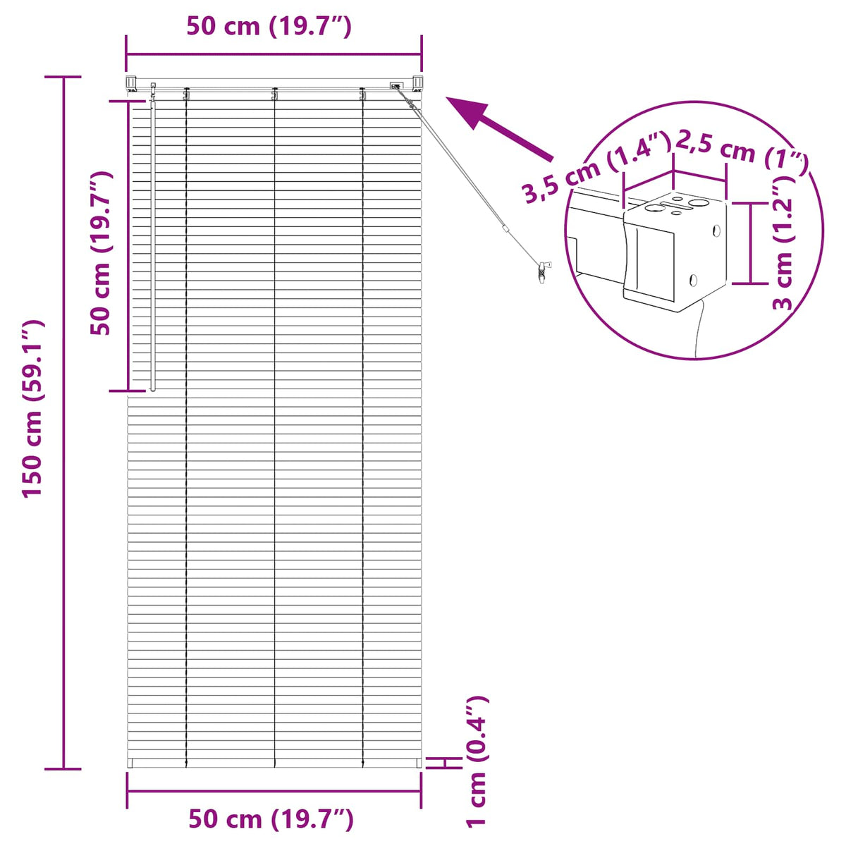 Venecijos žaliuzės Tamsiai ruda su raštu 150 x 50 cm 25 mm PVC