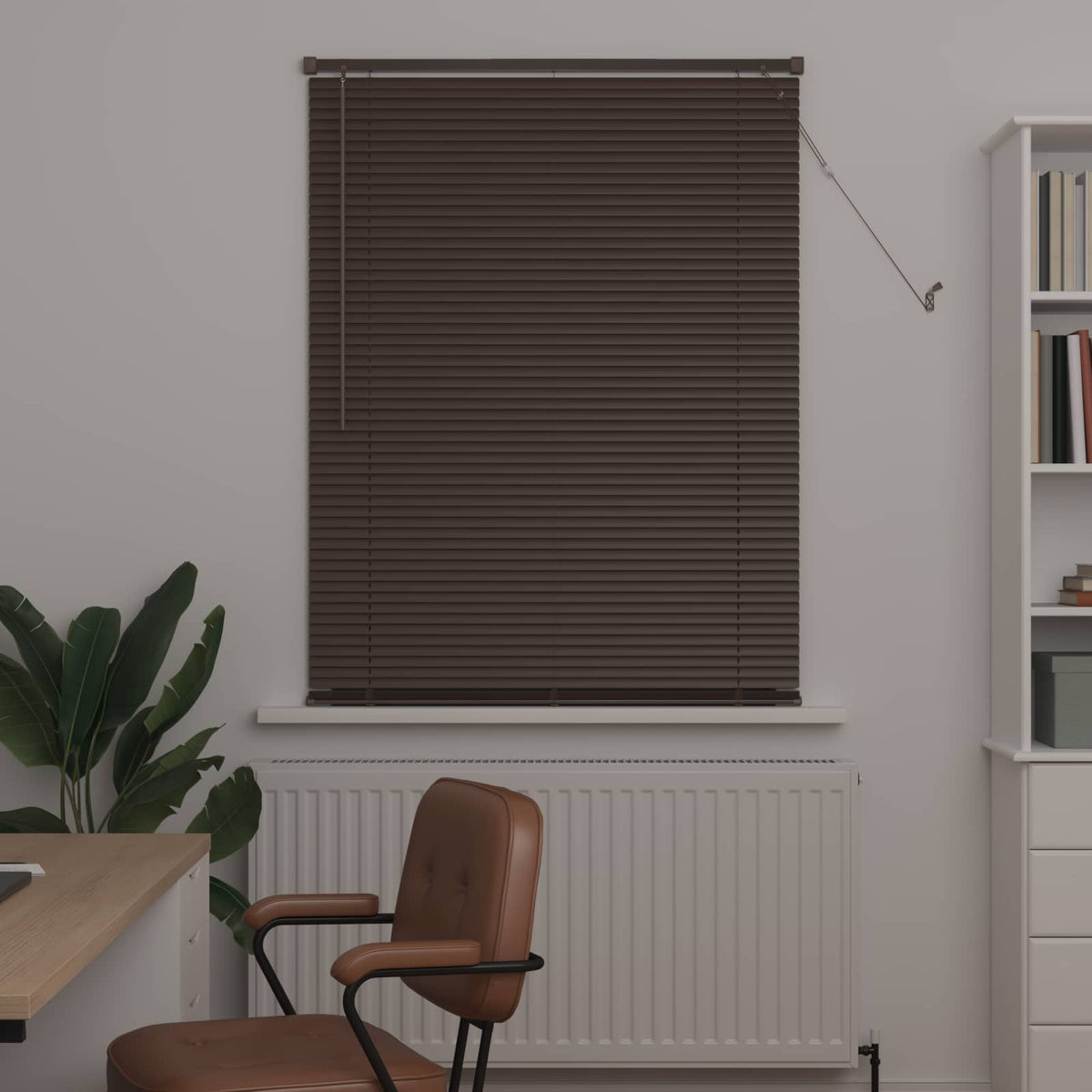 Venecijos žaliuzės Tamsiai ruda su raštu 150 x 100 cm 25 mm PVC
