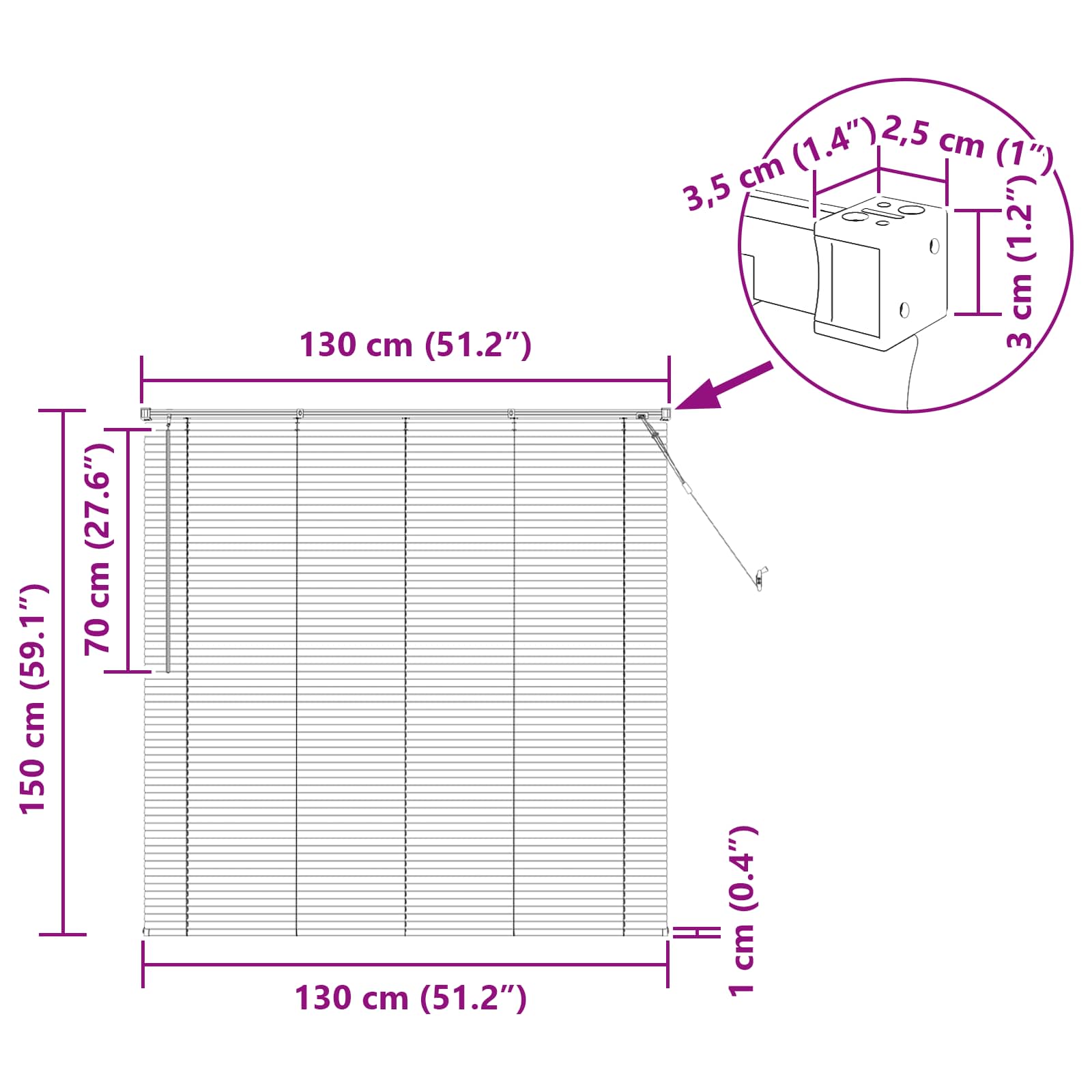 Venēcijas žalūzijas Tumši brūnas ar rakstu 150 x 130 cm PVC