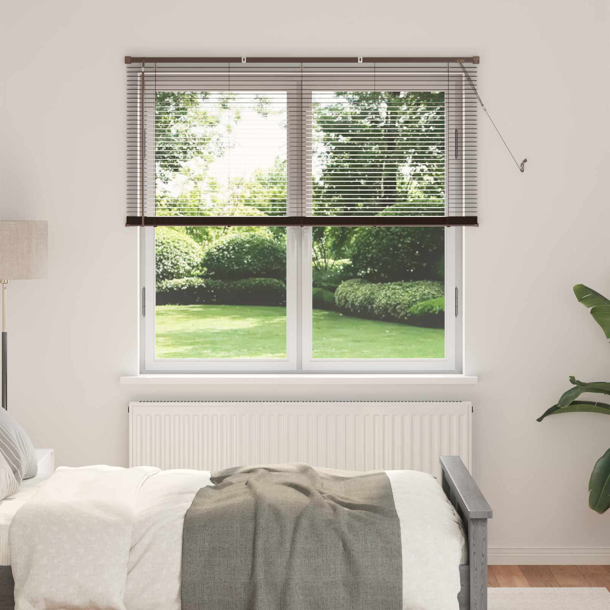 Venecijos žaliuzės Tamsiai ruda su raštu 150 x 150 cm 25 mm PVC