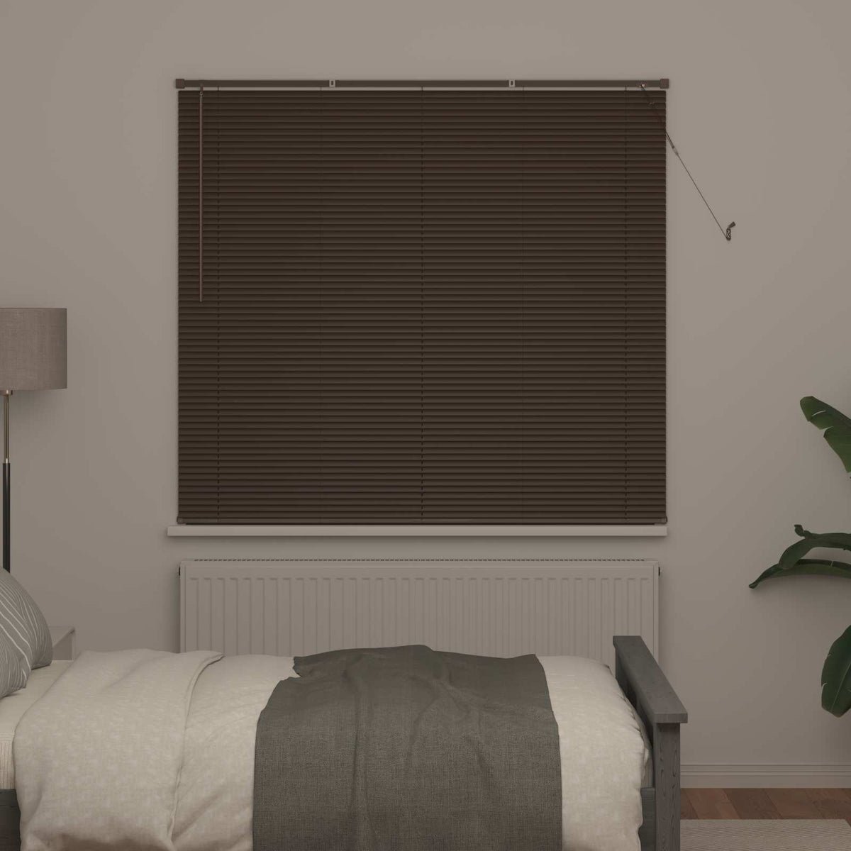 Venecijos žaliuzės Tamsiai ruda su raštu 150 x 150 cm 25 mm PVC