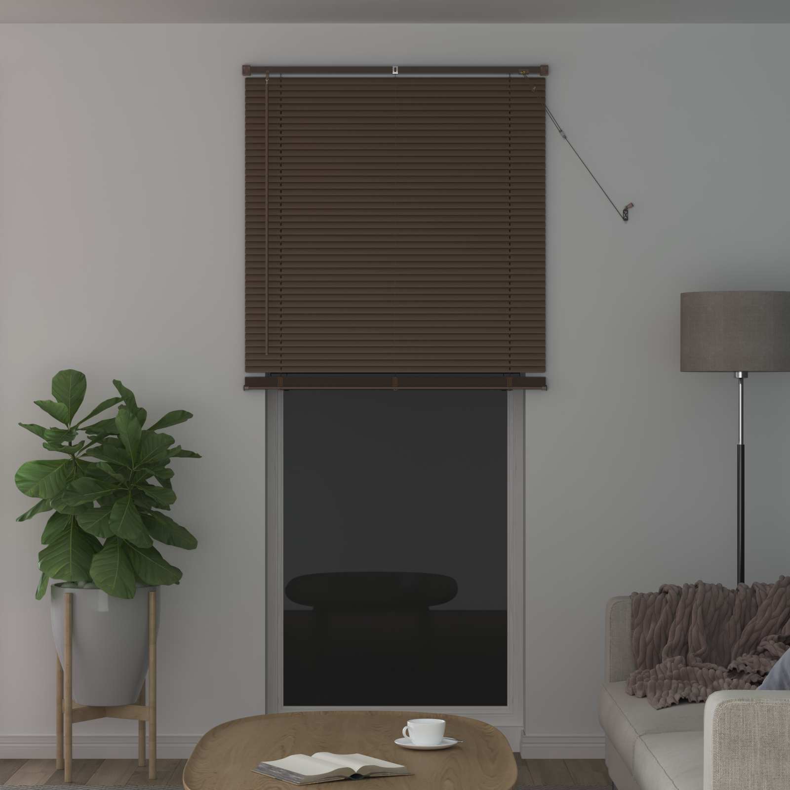 Venecijos žaliuzės Tamsiai ruda su raštu 213 x 90 cm 25 mm PVC
