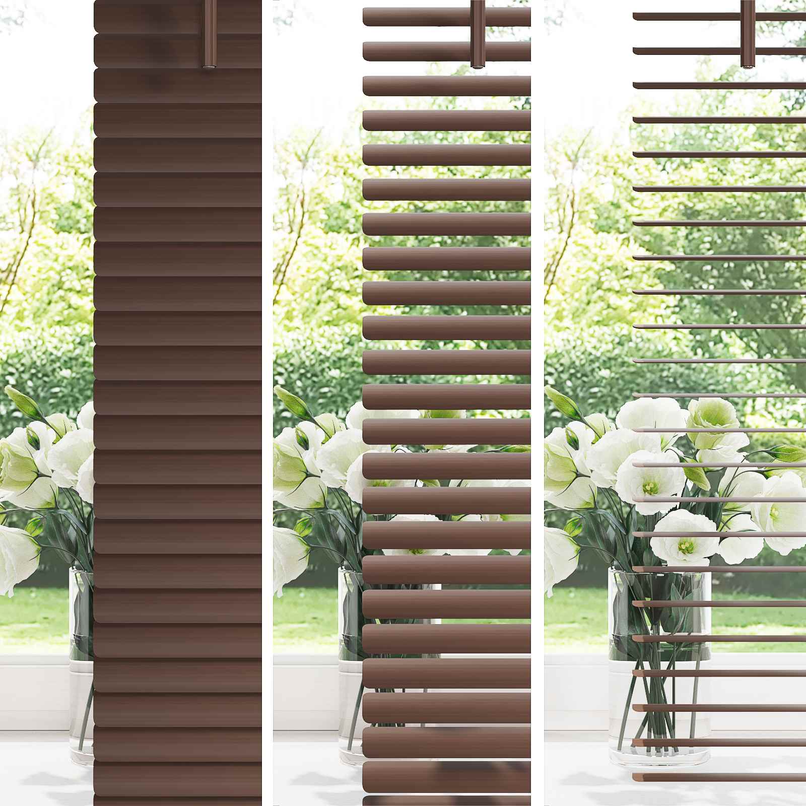 Venecijos žaliuzės Tamsiai ruda su raštu 213 x 90 cm 25 mm PVC