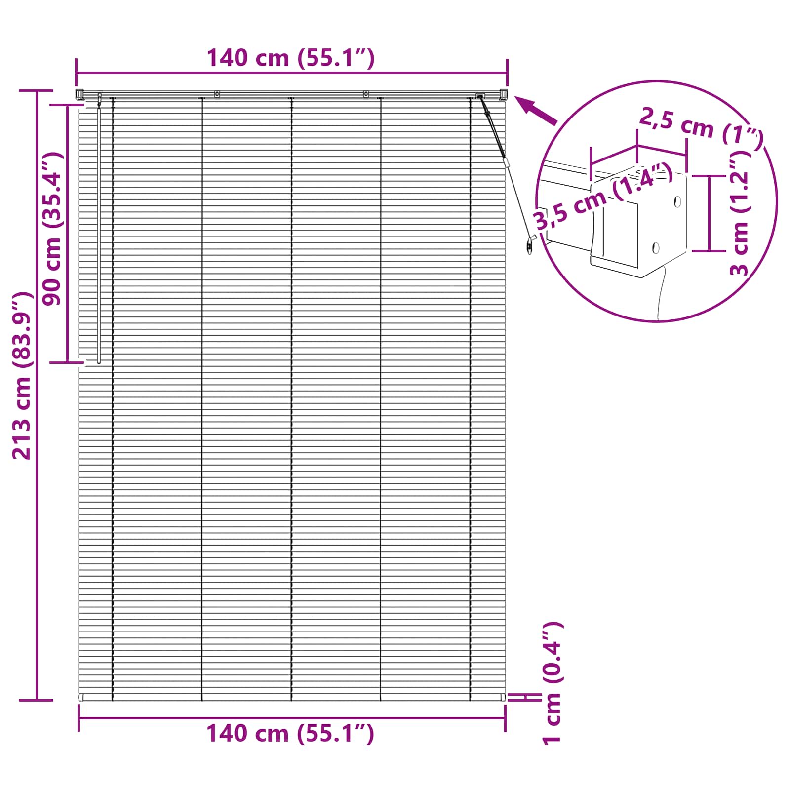 Venetian Blinds Dark Brown with Pattern 213 x 140 cm PVC